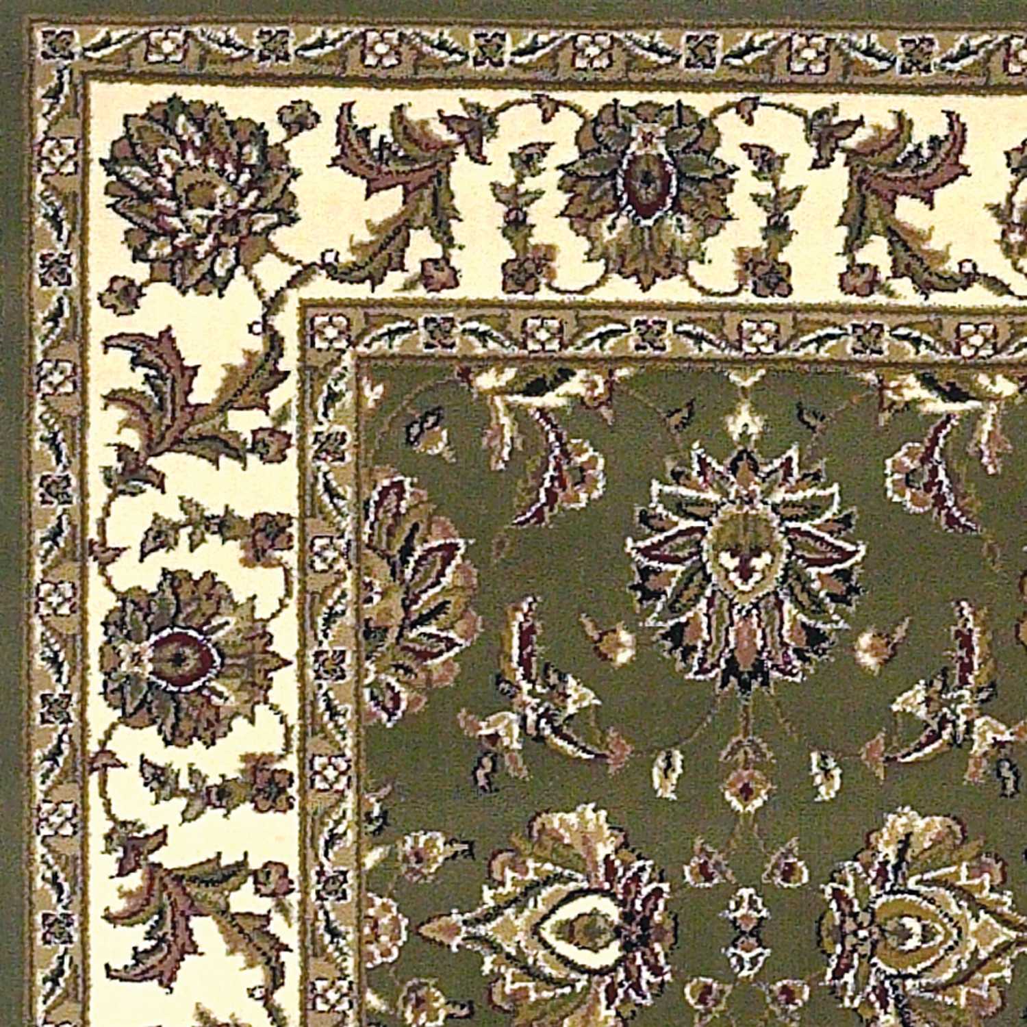 A beautiful 2x3 inches Polypropylene rug in green and ivory with a Kashan pattern, perfect for enhancing home decor.