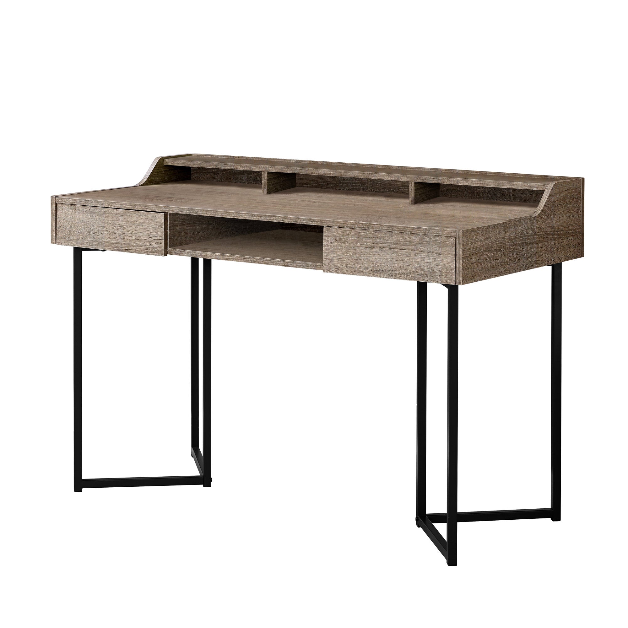 Dark Taupe Black Metal Computer Desk with spacious tabletop and modern design, perfect for office or study use.