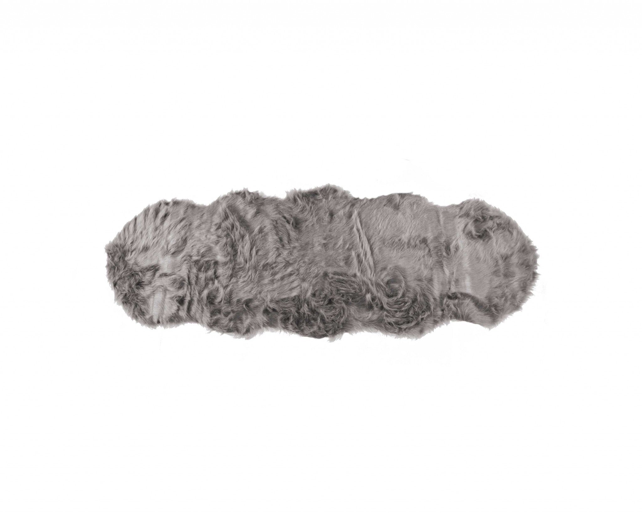 A luxurious 2inches x 6inches gray faux sheepskin double area rug with a soft plush texture, perfect for enhancing home decor.