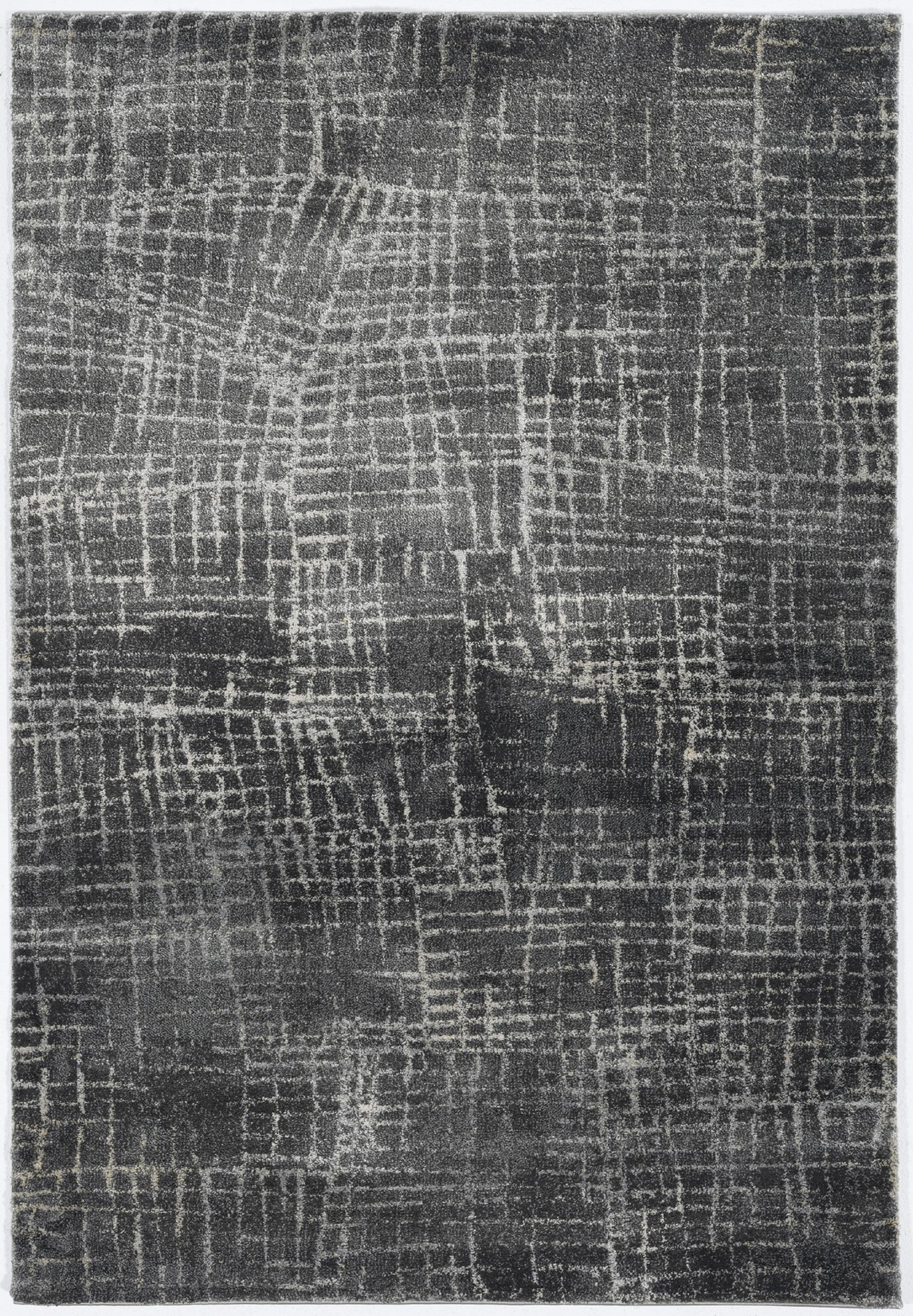 A plush 2x7 inches grey abstract lines runner rug with a contemporary design, perfect for enhancing living spaces.