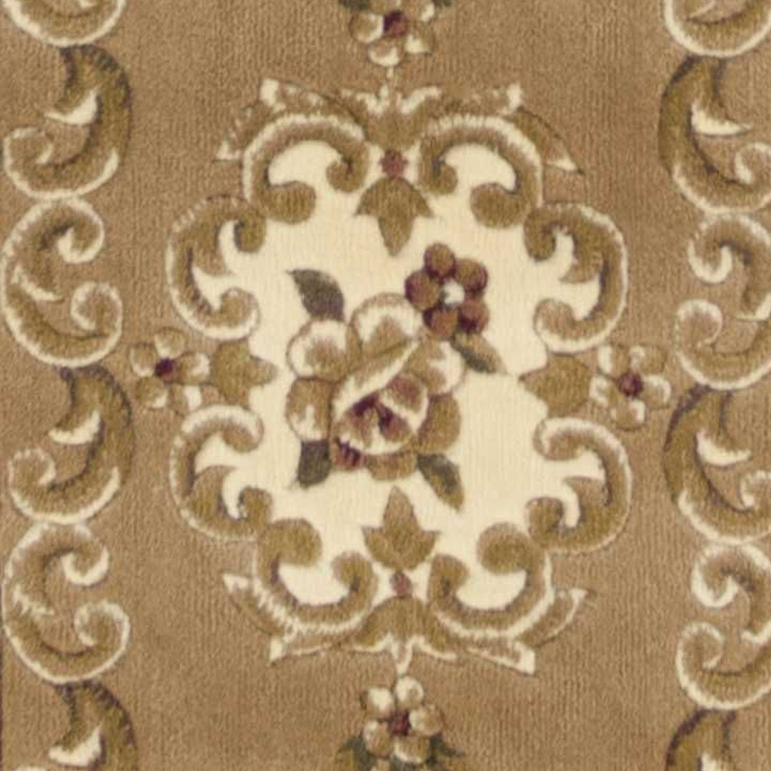 A beautiful beige and ivory medallion runner rug, showcasing intricate patterns and a soft texture, perfect for enhancing home decor.