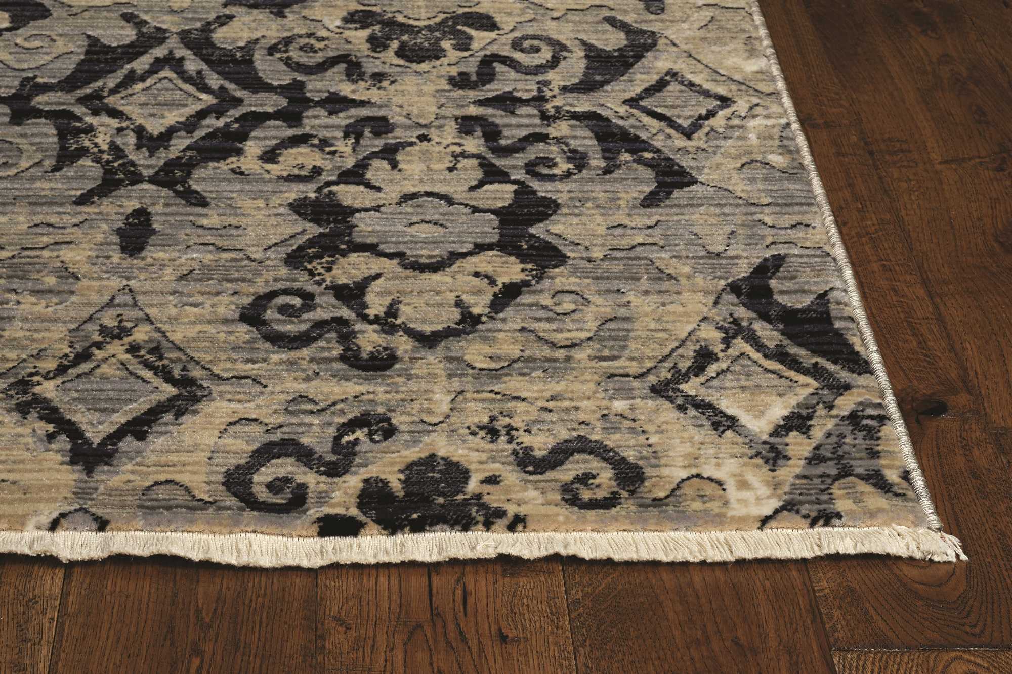 A beautiful 2x8 inches ivory and beige antique pattern runner rug showcasing a distressed vintage design, perfect for enhancing living spaces.
