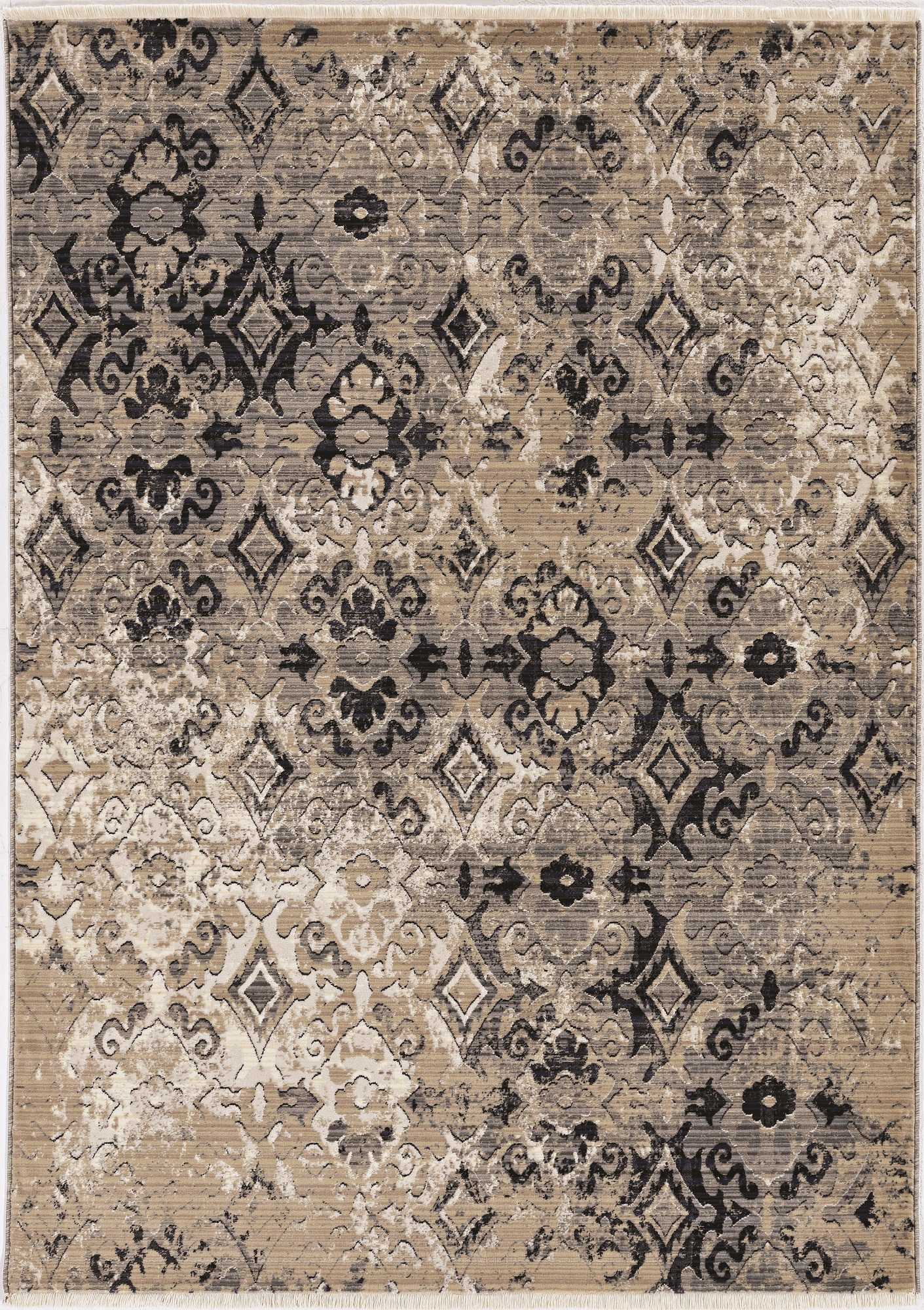 A beautiful 2x8 inches ivory and beige antique pattern runner rug showcasing a distressed vintage design, perfect for enhancing living spaces.