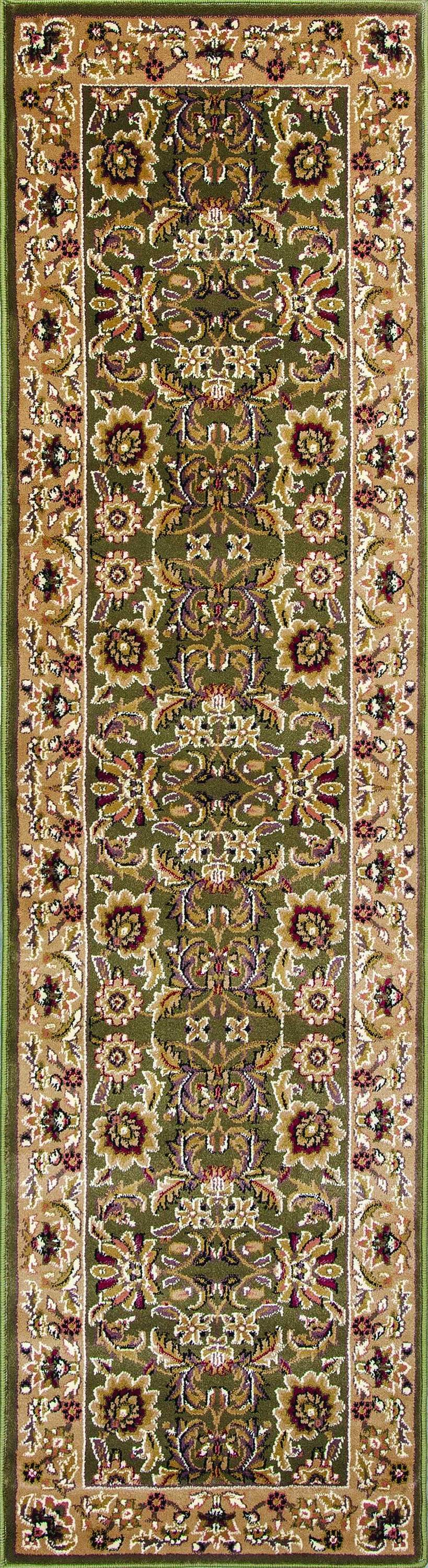 A beautiful green and taupe floral traditional indoor rug, machine woven, measuring 2x3 inches, perfect for enhancing home decor.