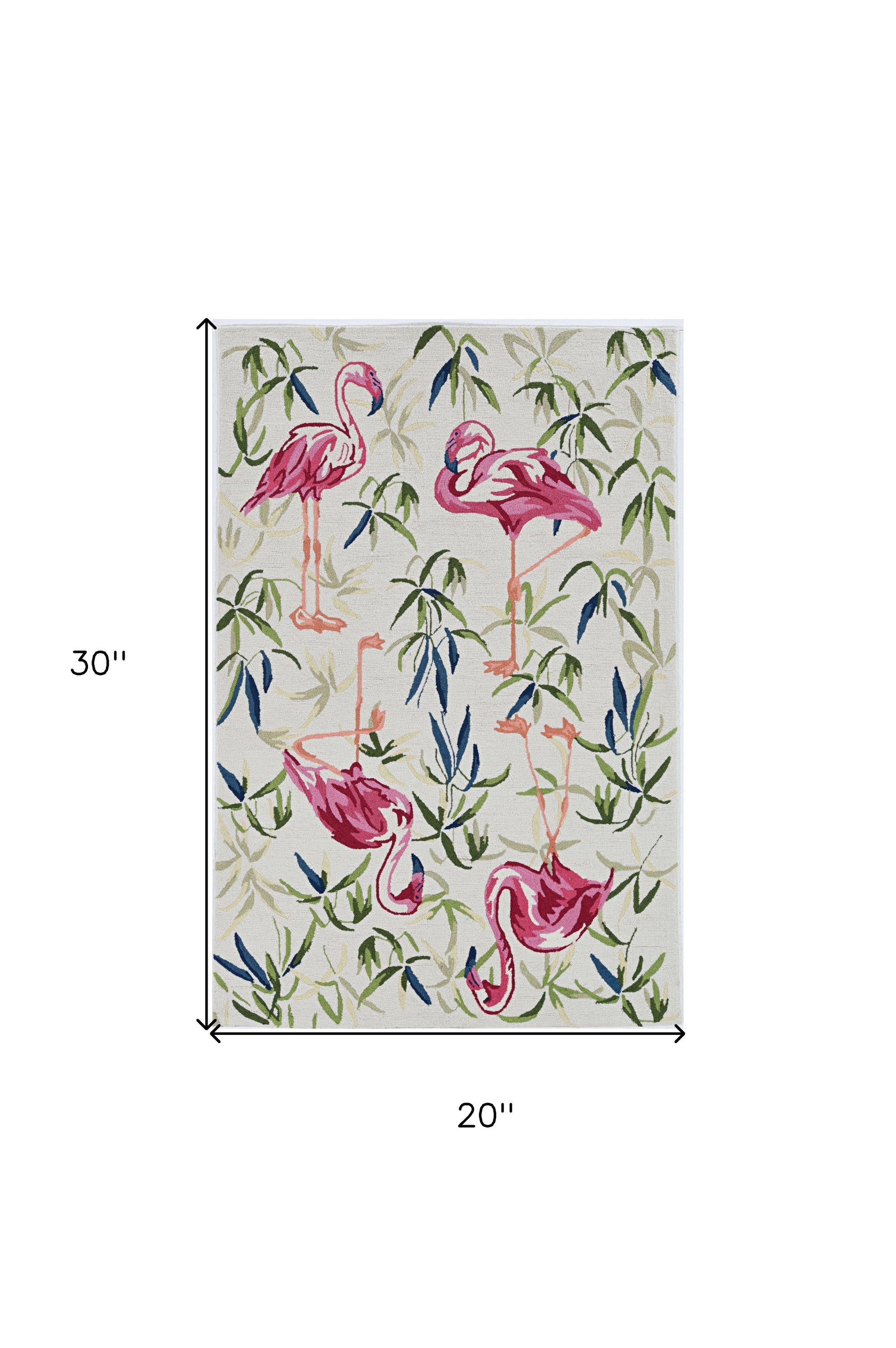Ivory pink hand hooked flamingo indoor accent rug featuring a vibrant flamingo design, perfect for enhancing home decor.