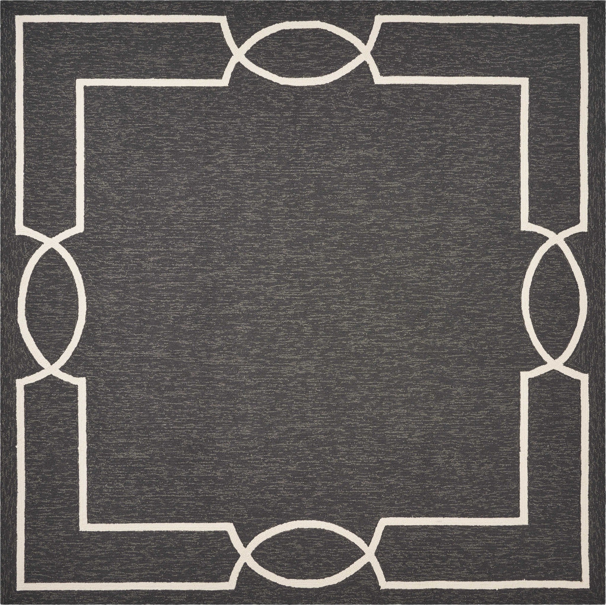 2x3 Onyx Black Hand Hooked UV Treated Rug showcasing its elegant design and durable material, suitable for indoor and outdoor use.