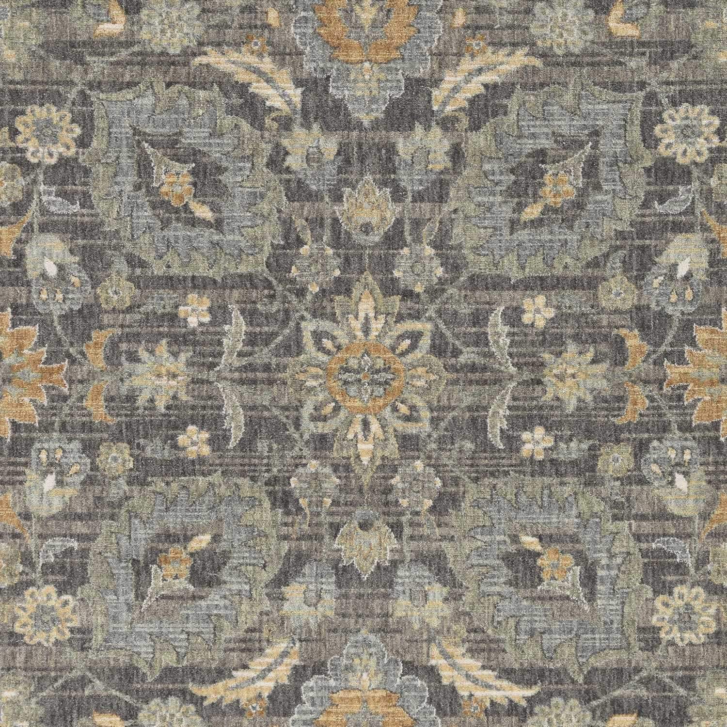 A 2x3 inches taupe machine woven vintage floral rug, showcasing a traditional design with soft colors, perfect for indoor living spaces.