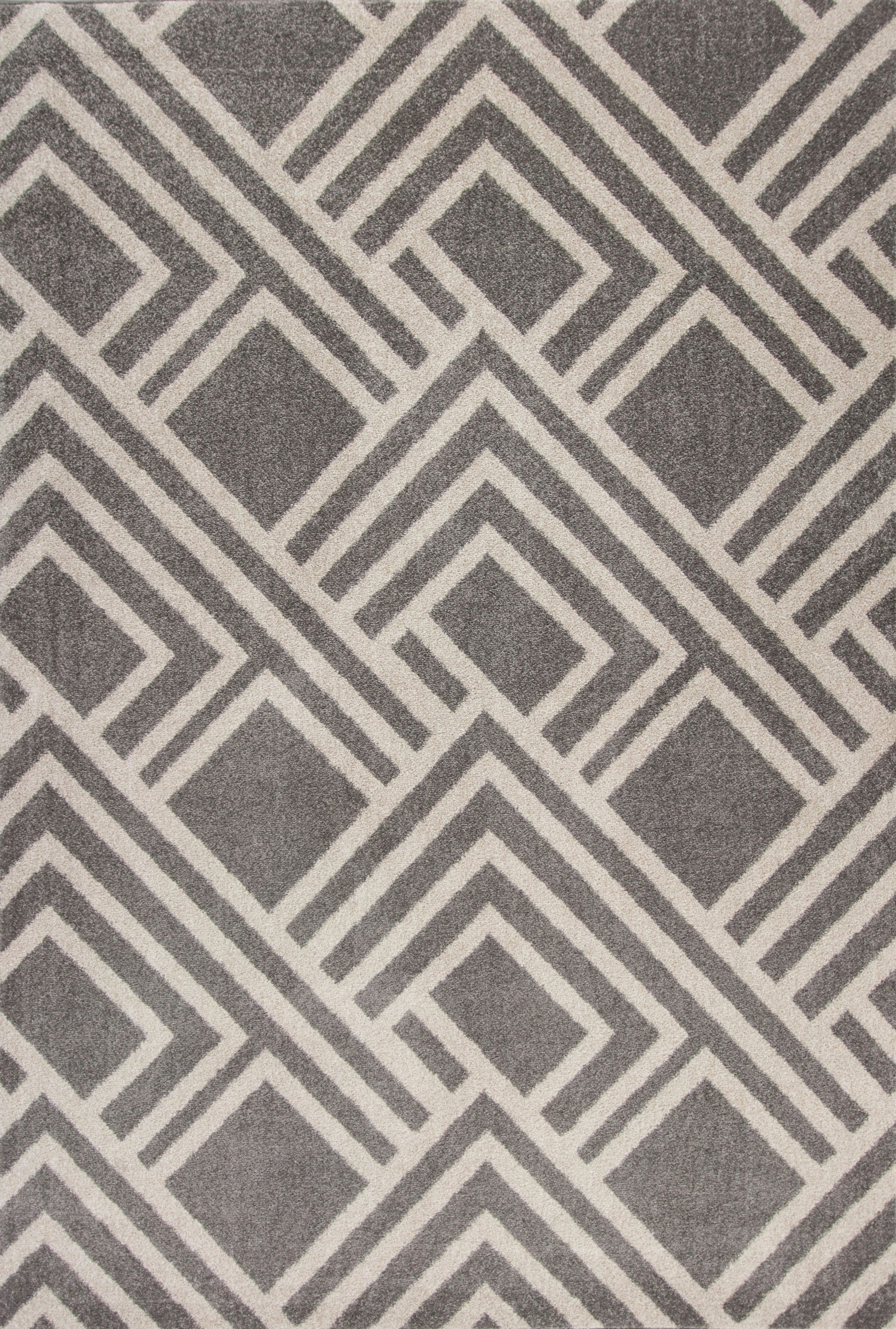 A stylish 2x4 grey geometric indoor outdoor rug, showcasing a modern design suitable for various living spaces.