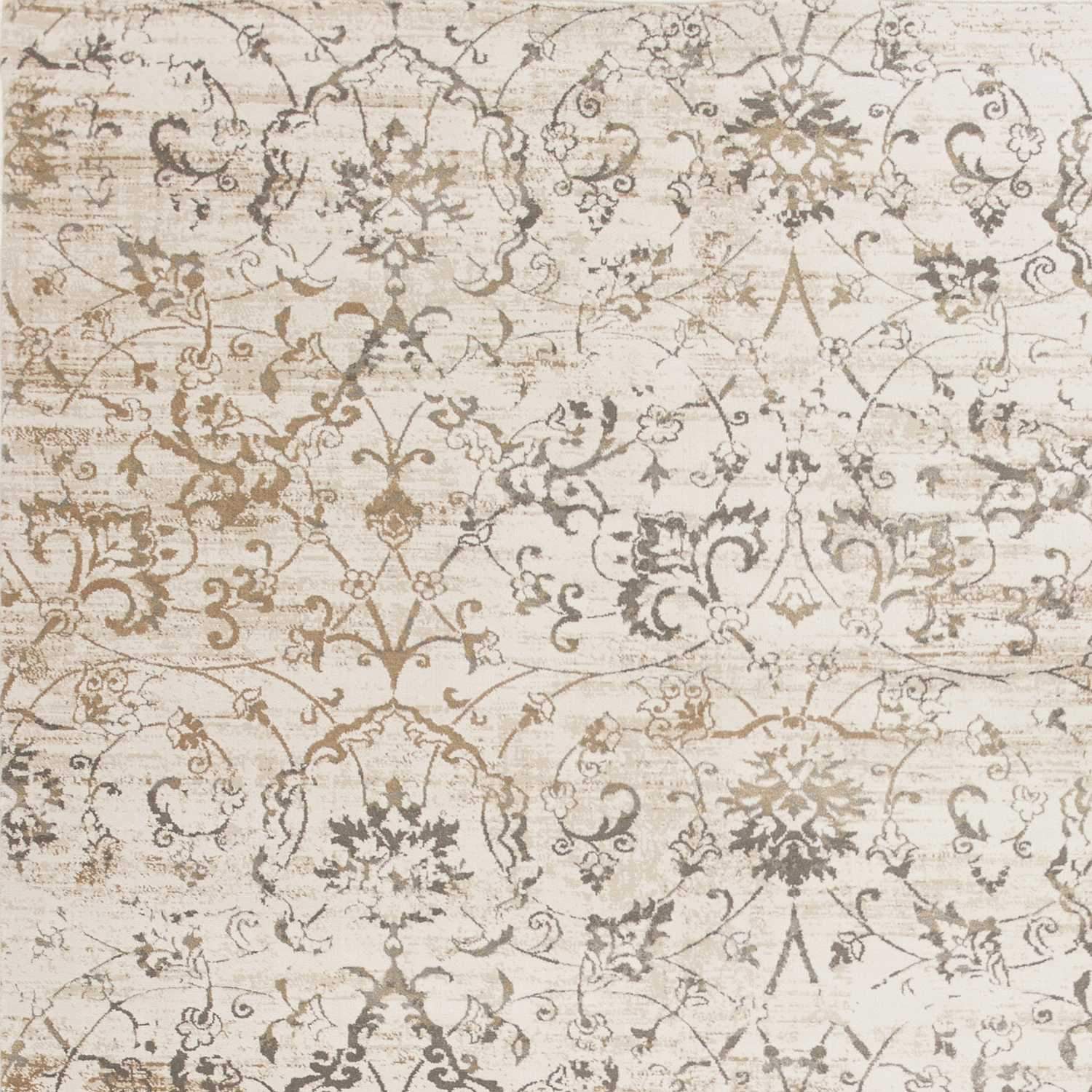 3' x 4' beige polypropylene area rug with metallic luster, showcasing elegant design and quality craftsmanship.