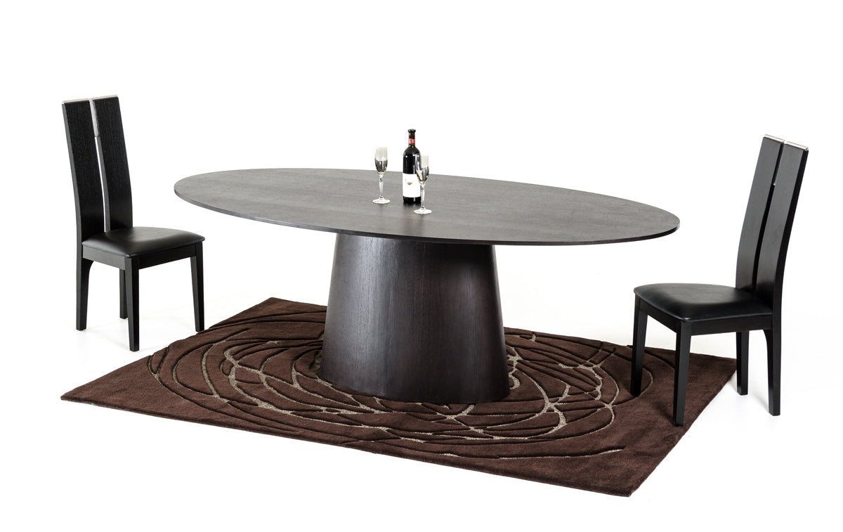 30-inch Wenge Veneer Oval Dining Table showcasing its elegant design and sturdy construction, perfect for dining rooms.