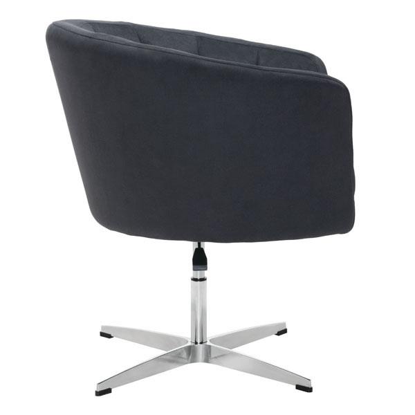 A modern Black Cashmere Occasional Chair featuring channel tufting, a curved back, and a sleek aluminum base, perfect for home or office use.