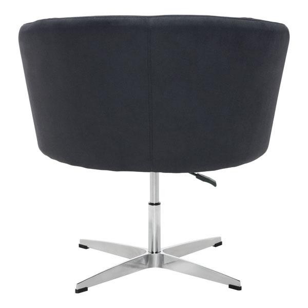 A modern Black Cashmere Occasional Chair featuring channel tufting, a curved back, and a sleek aluminum base, perfect for home or office use.