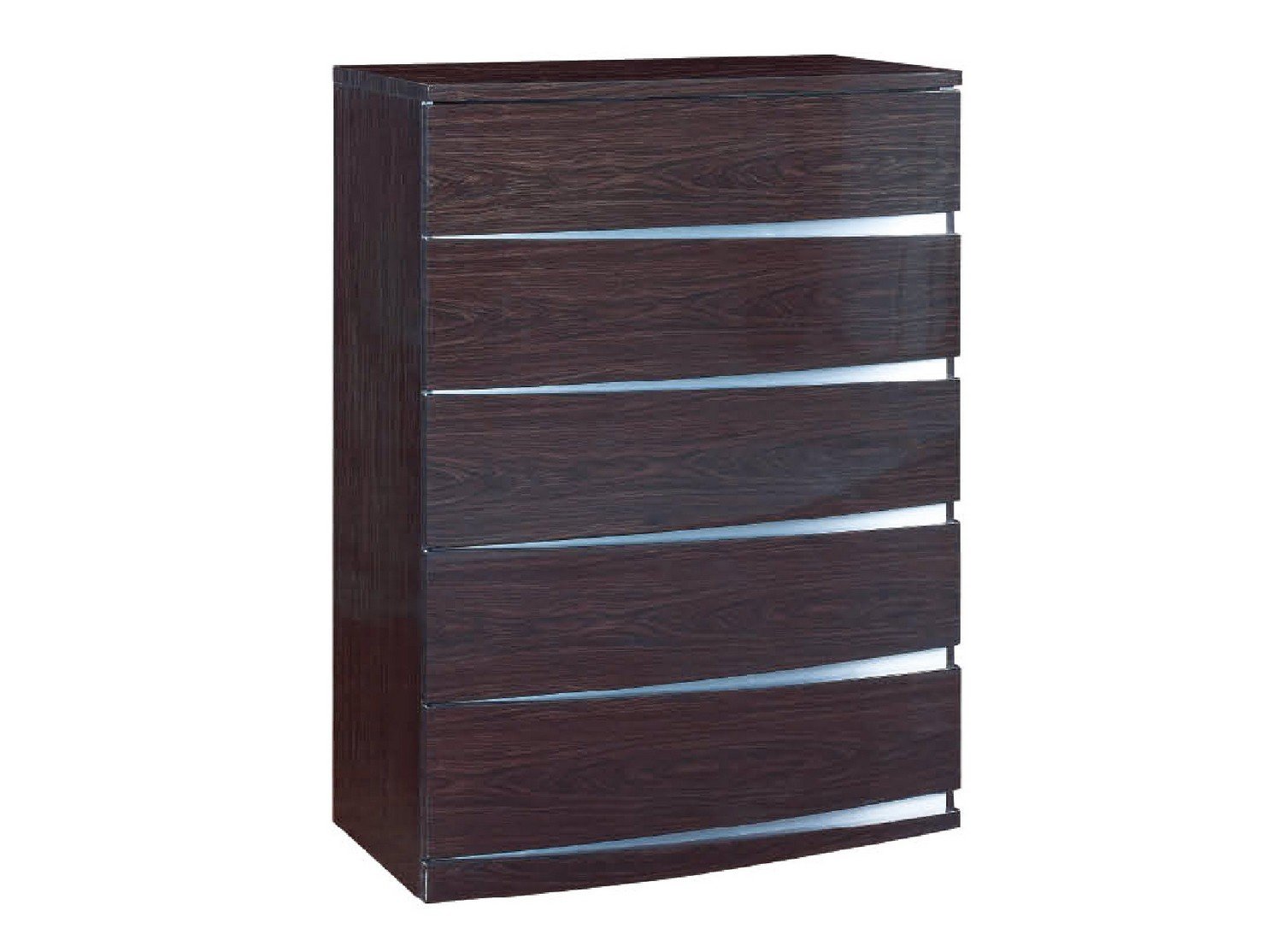 32 inches Exquisite Wenge High Gloss Chest with six drawers and modern design, showcasing high gloss finish and sturdy construction.