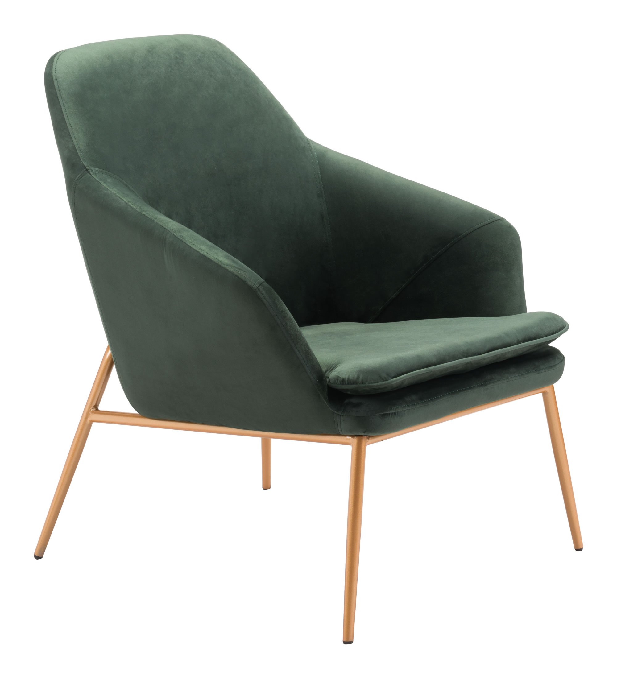 34-inch green velvet arm chair with a gold metal frame, showcasing luxurious upholstery and a stylish design.