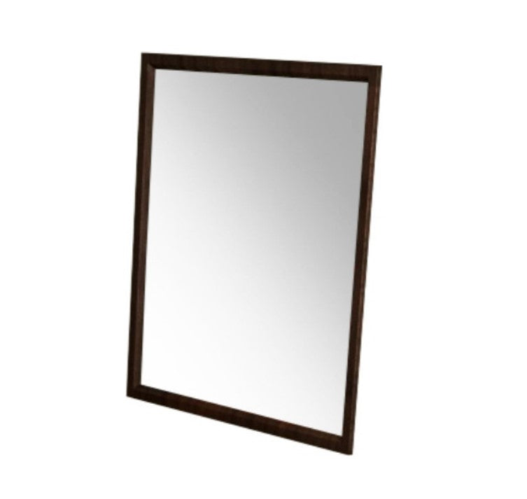 A stylish 35-inch walnut MDF veneer and glass mirror, featuring a modern rectangular design with a classic frame, perfect for home decor.