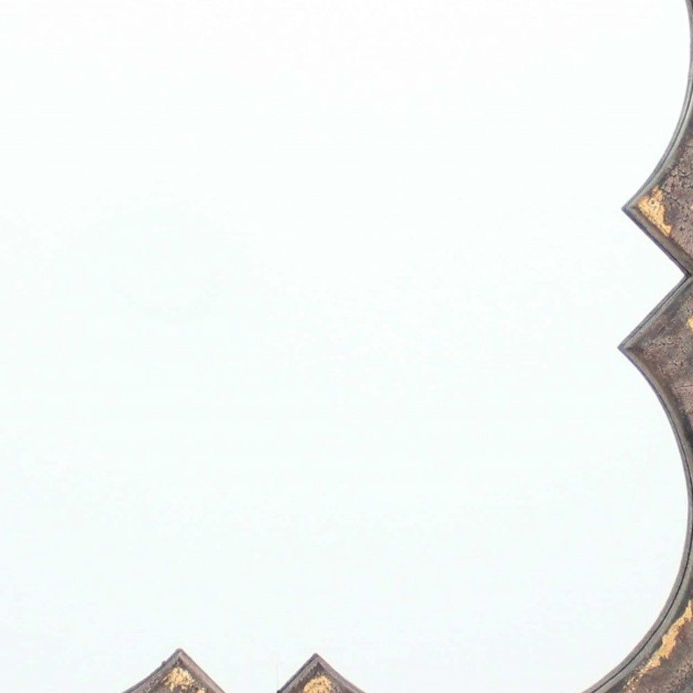 A beautifully crafted 36 x 36 x 1.75 inch bronze vintage cosmetic wall mirror with a quadrate frame featuring a distressed purple bronze finish.