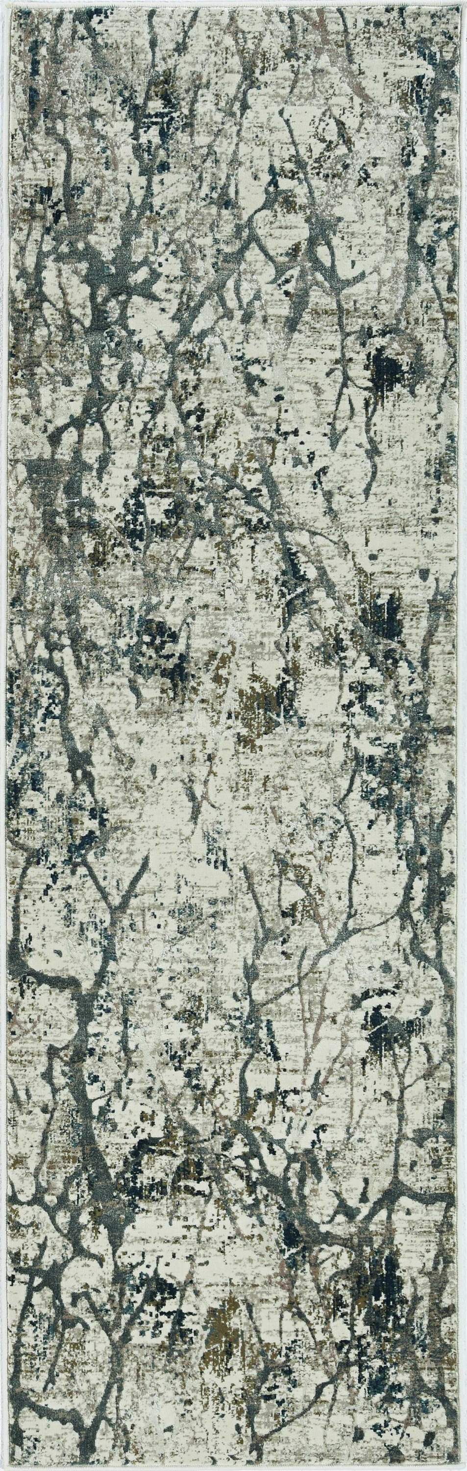 39" x 55" Ivory or Mist Polypropylene or Viscose Rug with modern vintage design and soft sheen highlights.