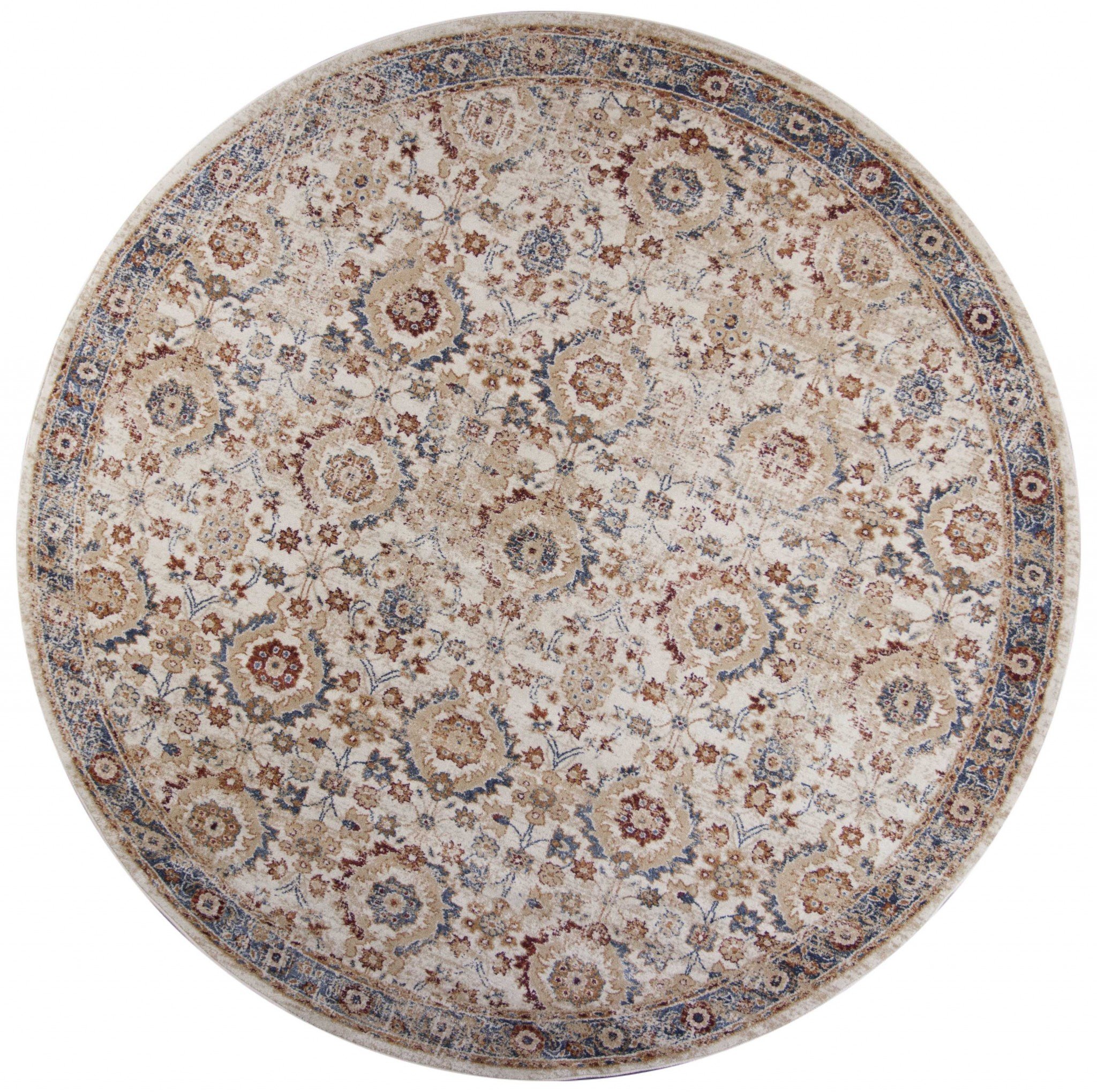 39" x 59" Ivory Polypropylene Rug from Seville Collection with vintage patterns and plush pile, perfect for enhancing home decor.