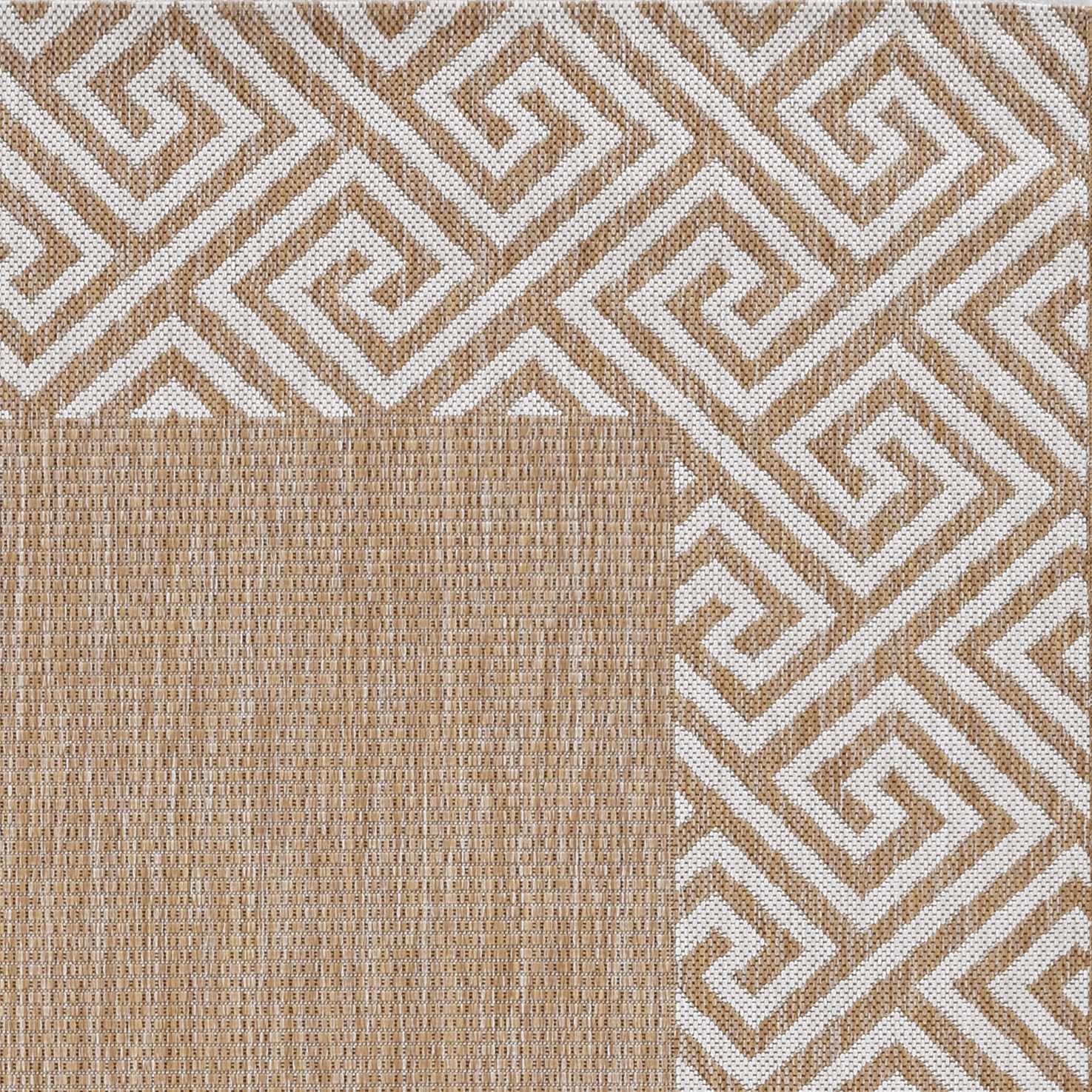 A natural polypropylene area rug measuring 3x4 inches, featuring a textured design suitable for indoor and outdoor use.