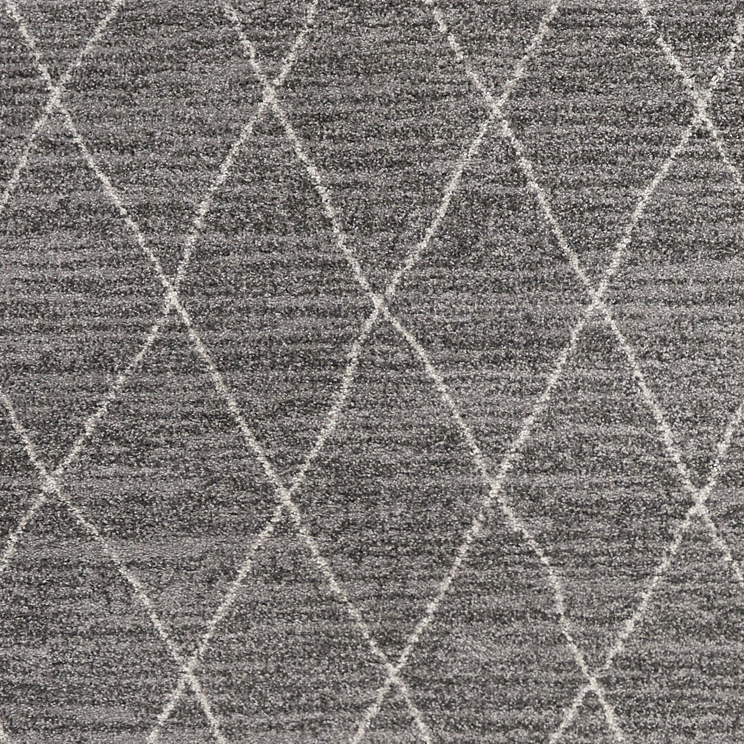 A plush grey area rug featuring a diamond pattern, perfect for modern home decor.
