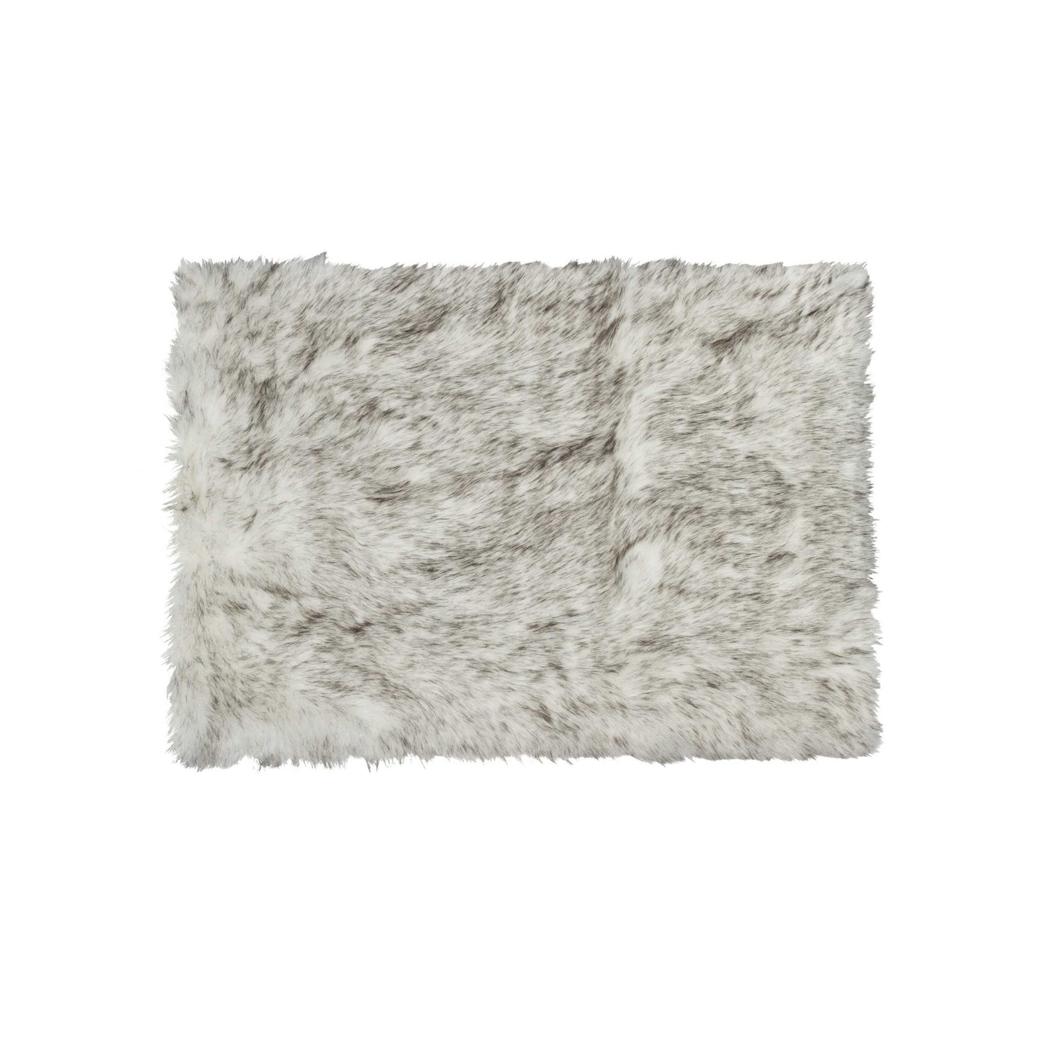 3inches x 5inches Ombre Gray Faux Fur area rug with plush texture and gradient gray design, perfect for home decor.