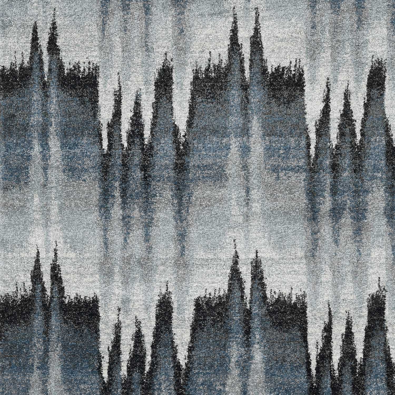 3x5 Blue Ivory Machine Woven Abstract Pulse Area Rug with plush texture and contemporary design.