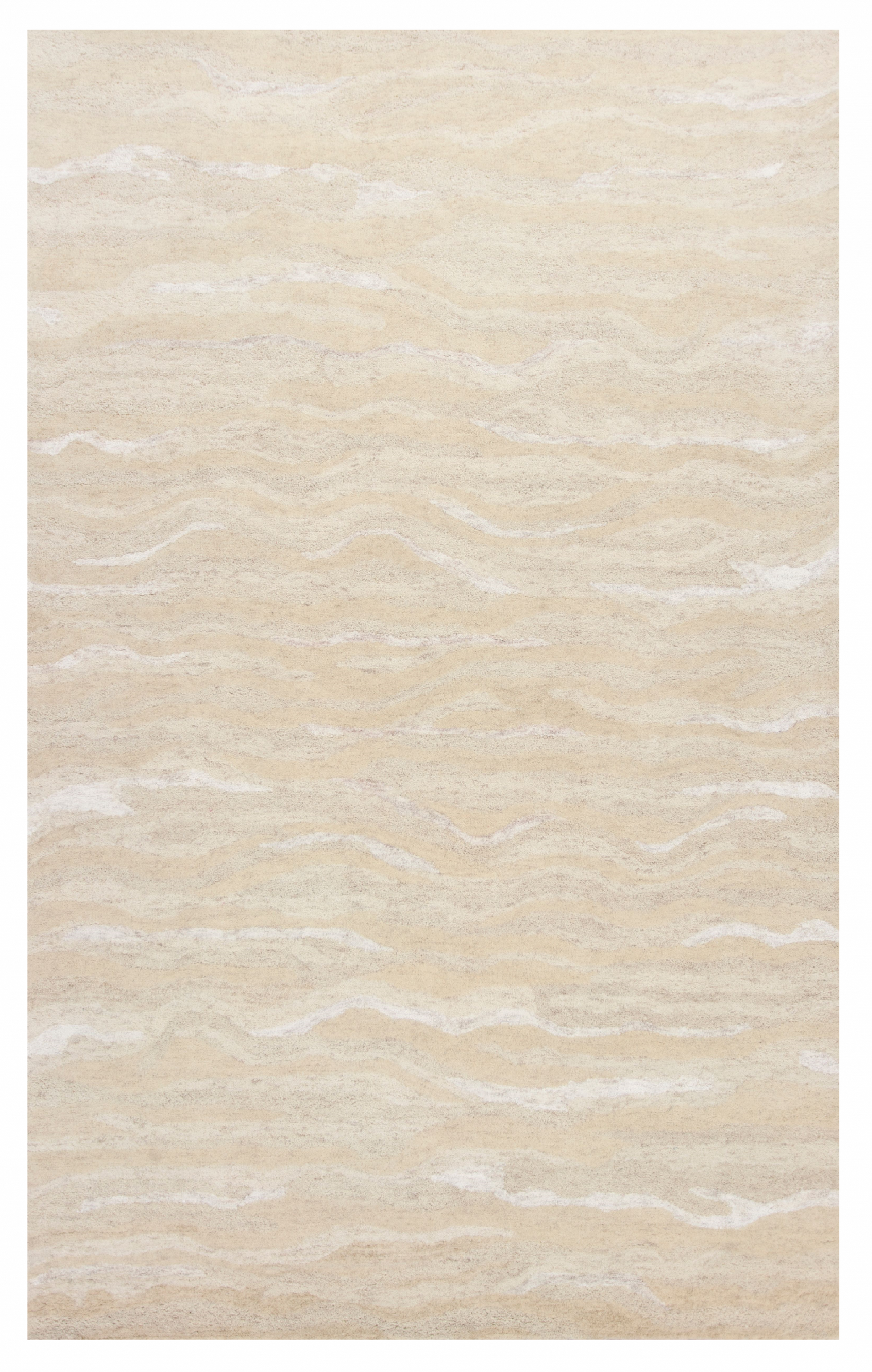 Ivory hand-tufted abstract indoor area rug measuring 3x5 inches, showcasing a soft wool texture with viscose highlights.