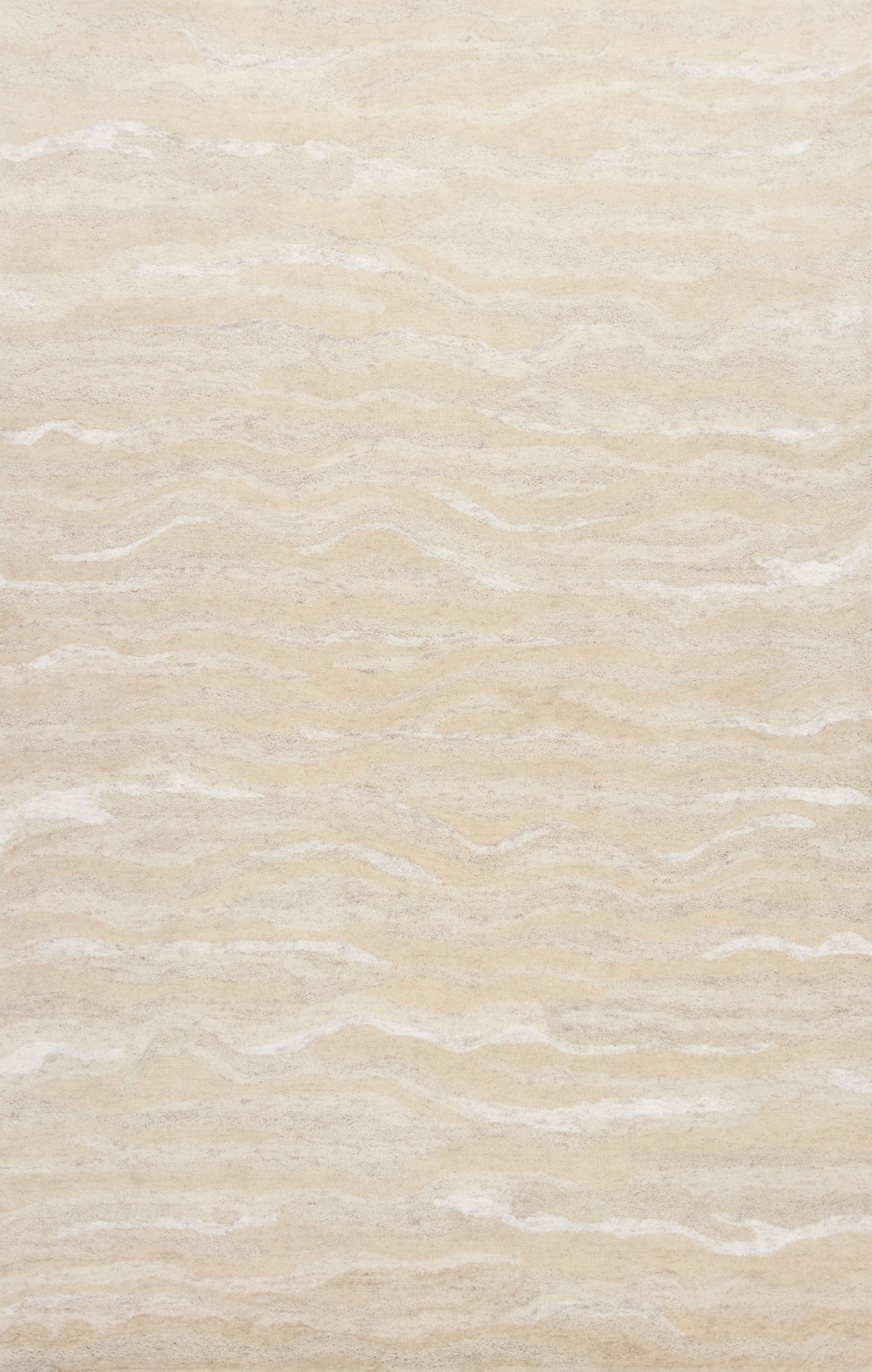 Ivory hand-tufted abstract indoor area rug measuring 3x5 inches, showcasing a soft wool texture with viscose highlights.