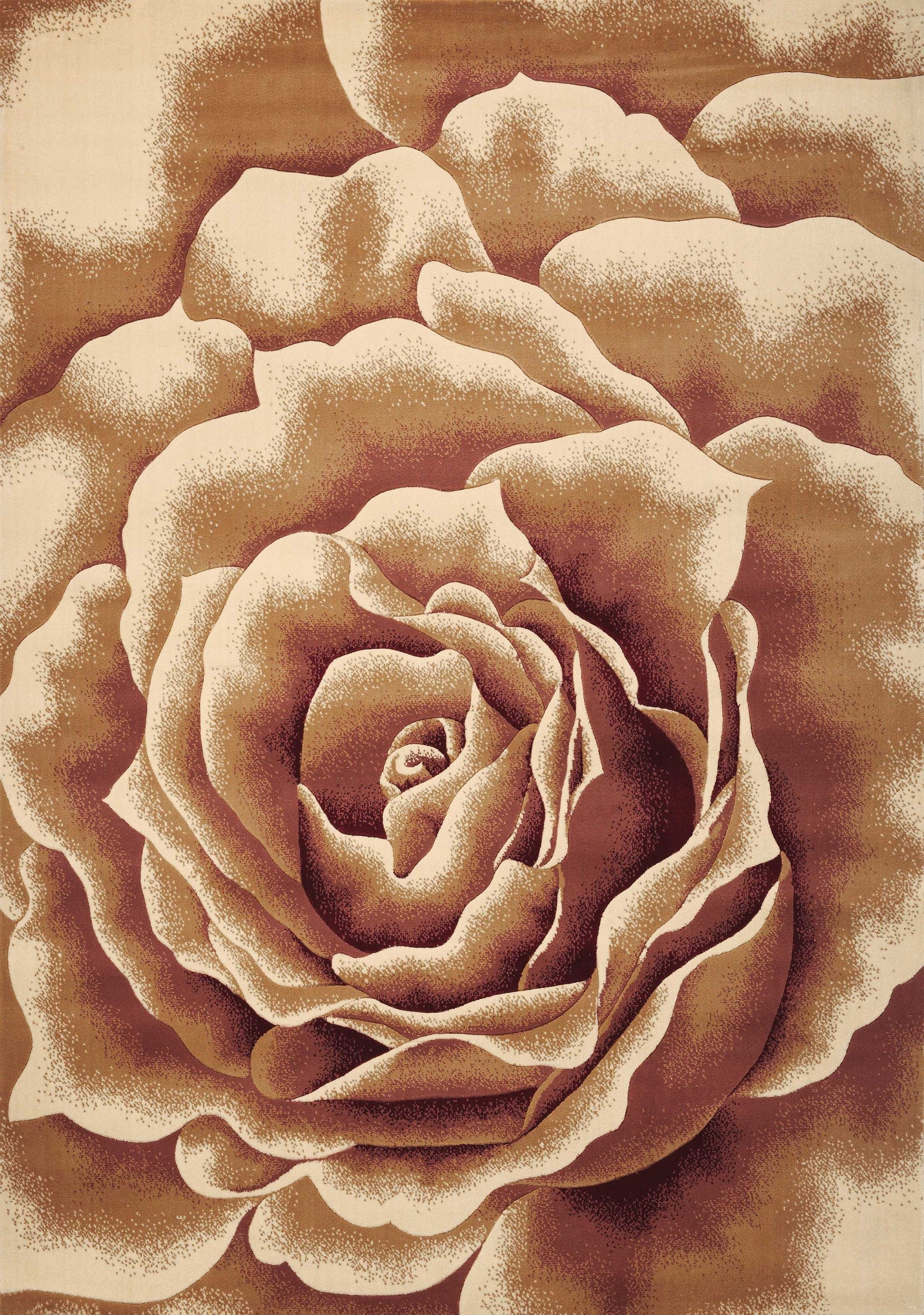 Ivory floral rug measuring 3x5 inches, featuring a hand-carved oversized floral design, perfect for enhancing home decor.