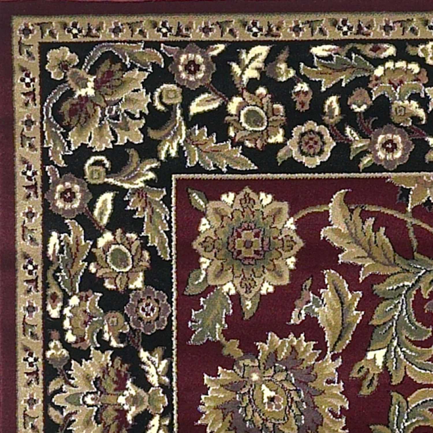 A beautiful 3x5 inches red and black floral traditional indoor rug, showcasing intricate patterns and a vibrant color palette, perfect for enhancing home decor.