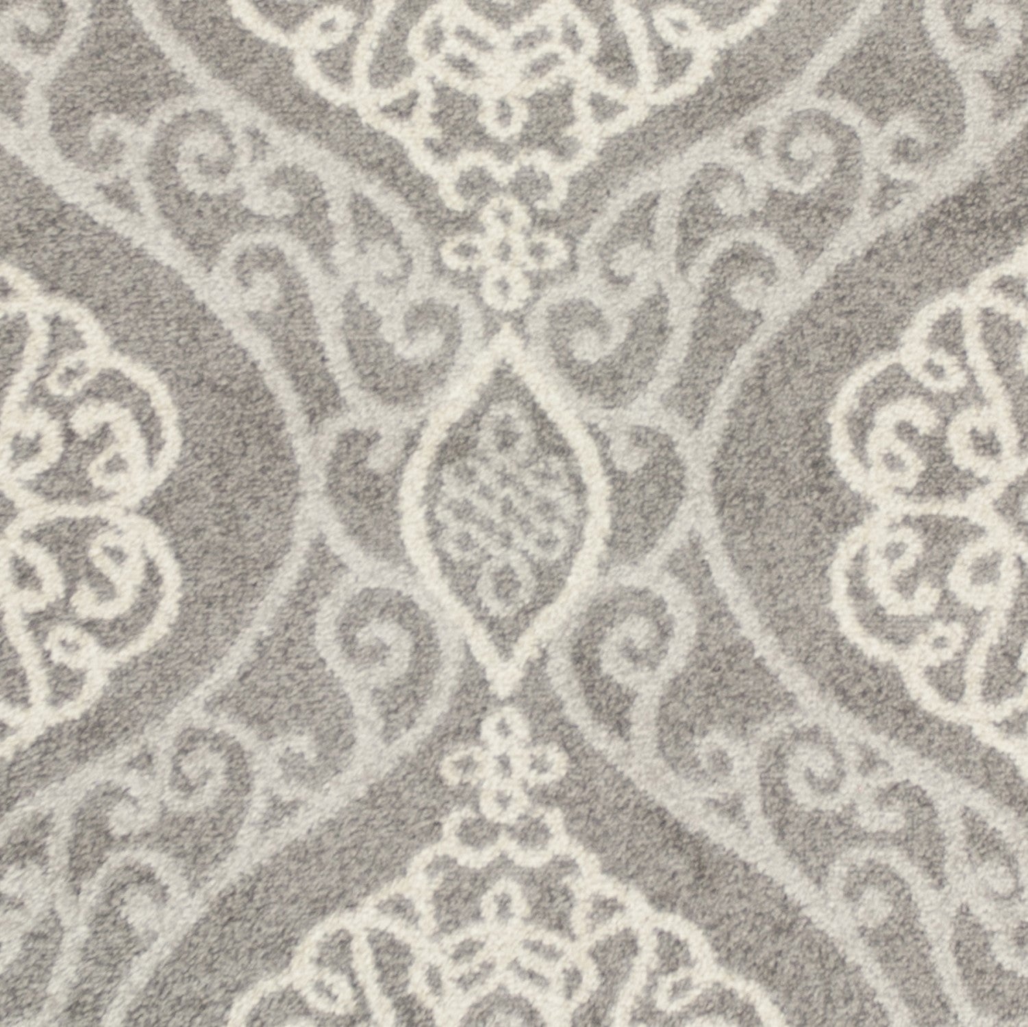 3x5 inches silver grey floral ogee rug, machine woven, UV treated, perfect for indoor and outdoor use.