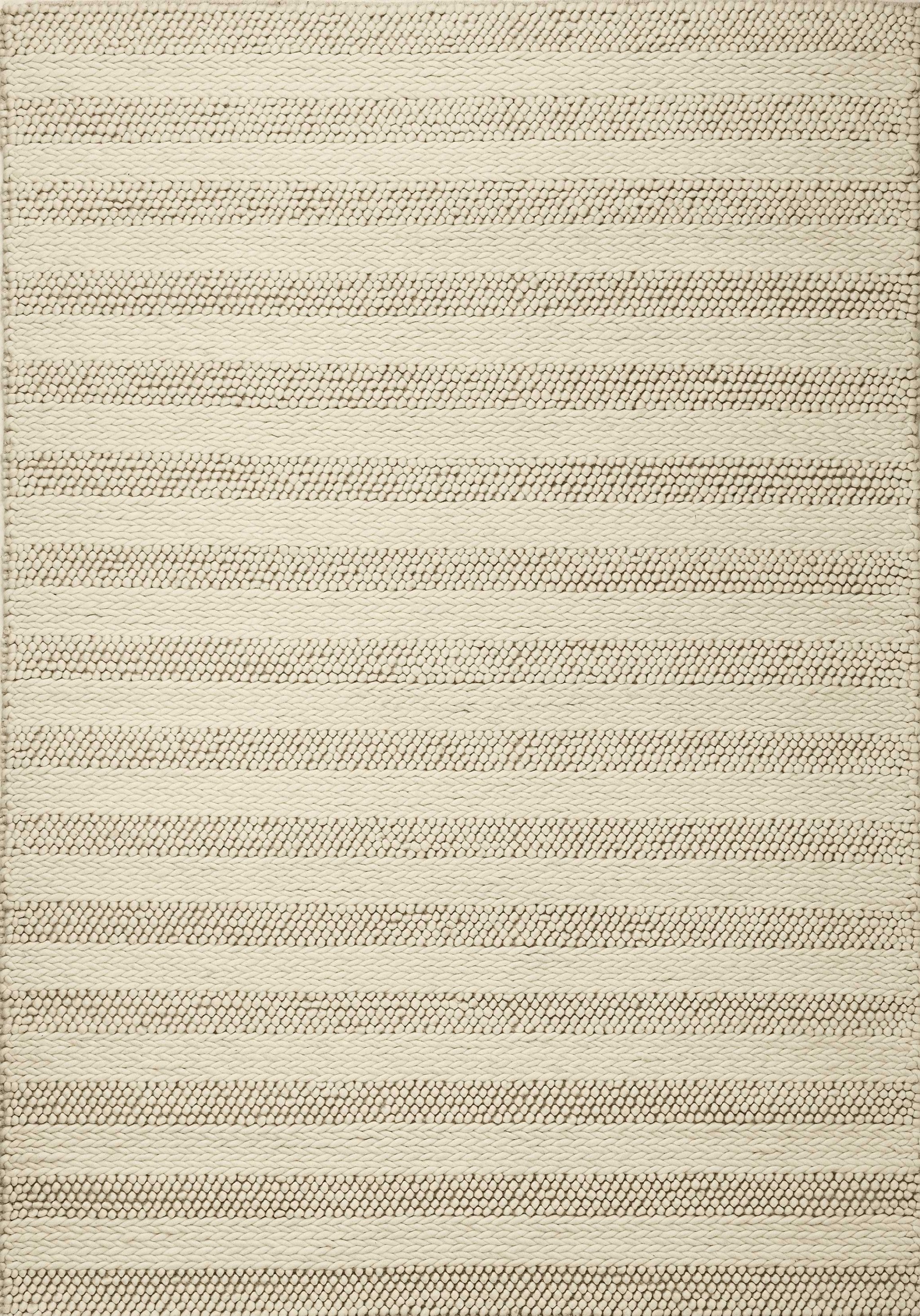 3x5 White Ivory Hand Woven Knobby Cornish Stripe Indoor Rug showcasing its elegant design and soft texture.
