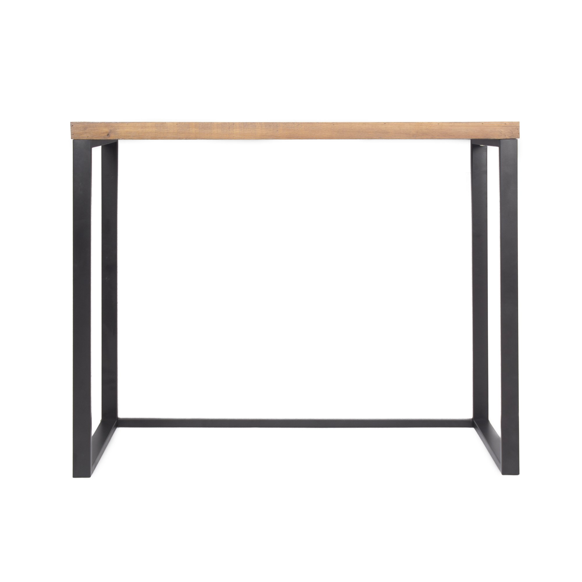 Stylish 41.25" X 16" X 30" console table made of natural metal, wood, and MDF, featuring a sophisticated design and ample storage space.