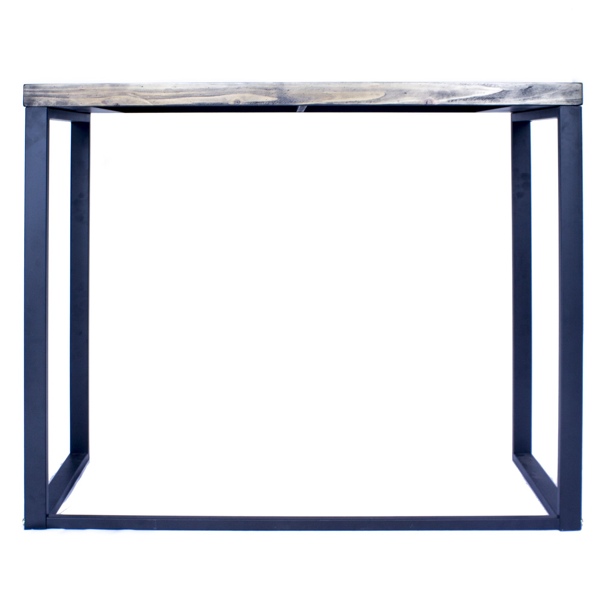 Stylish 41.25" X 16" X 30" console table made of natural metal, wood, and MDF, featuring a sophisticated design and ample storage space.