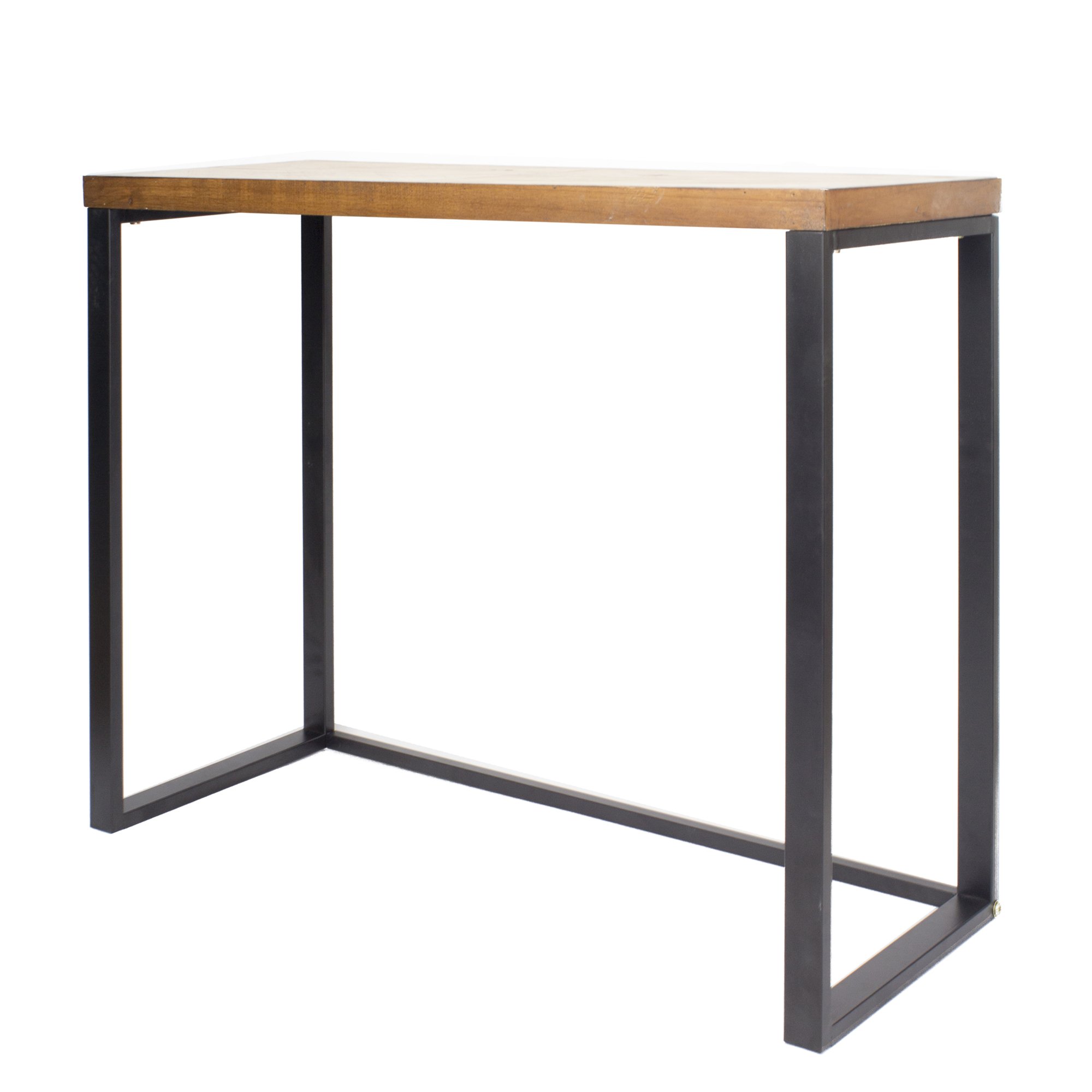 Stylish 41.25" X 16" X 30" console table made of natural metal, wood, and MDF, featuring a sophisticated design and ample storage space.