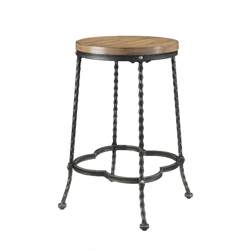 Stylish 5-piece walnut antique black metal wood dining set featuring a round table and side chairs, perfect for contemporary dining rooms.