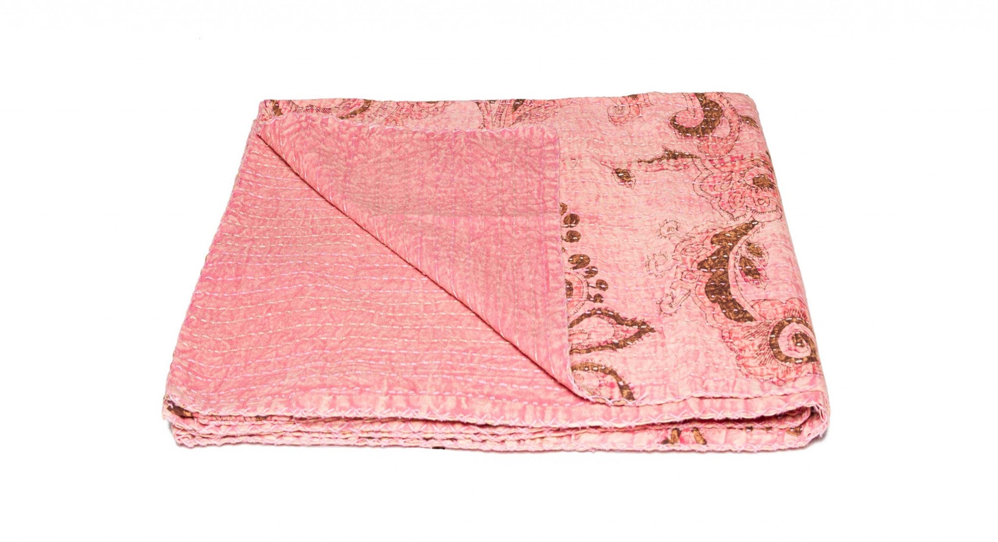 A vibrant 50x70 inches multi-colored eclectic bohemian traditional throw featuring intricate Kantha embroidery, showcasing a patchwork design.