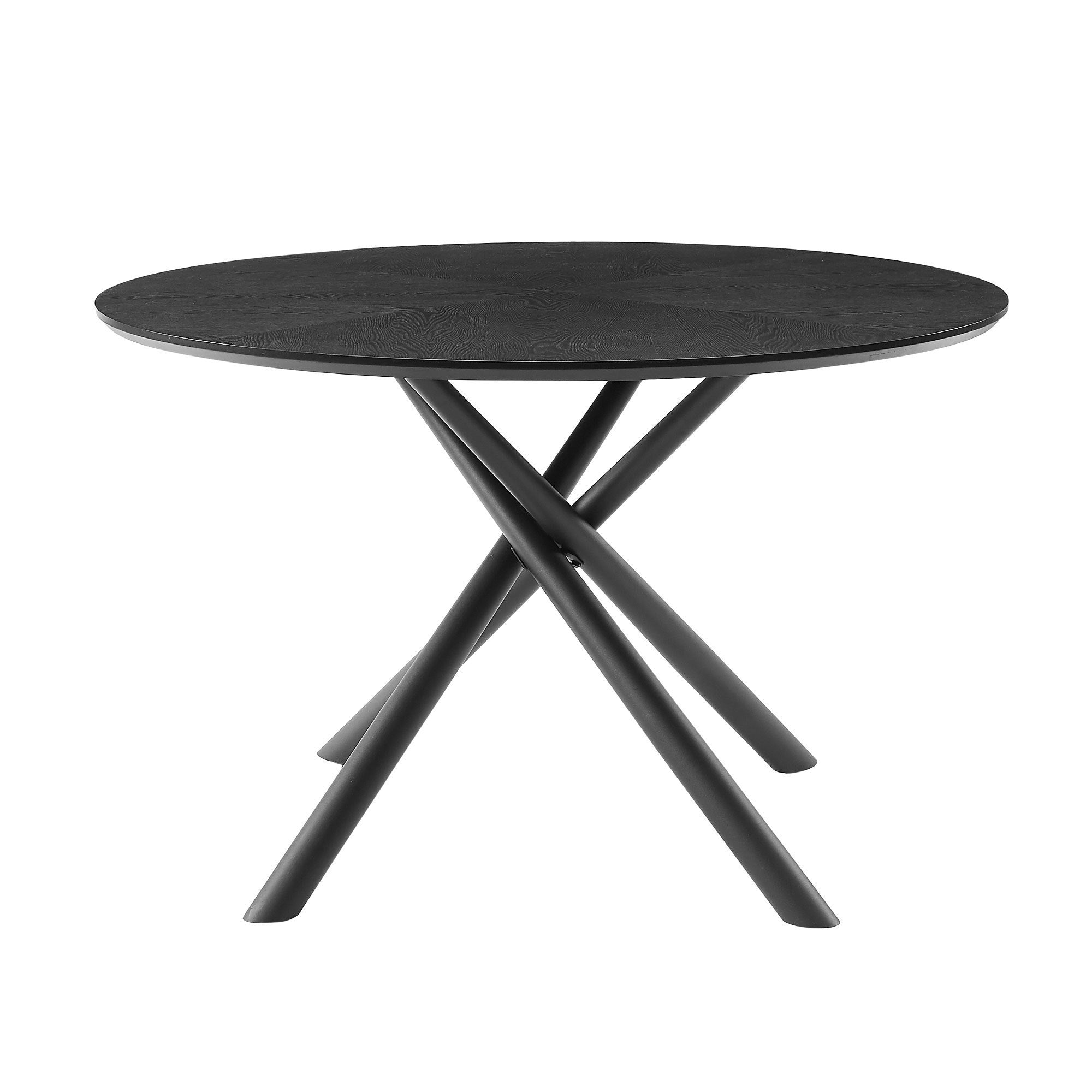 A stylish 53.14'' round MDF coffee table with a black finish and sturdy cross legs, perfect for modern living spaces.