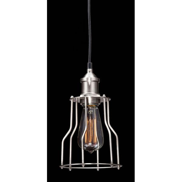 5.9" X 5.9" X 10" Nickel Metal Ceiling Lamp with Alcatraz Island design and nickel cage, showcasing its modern elegance.