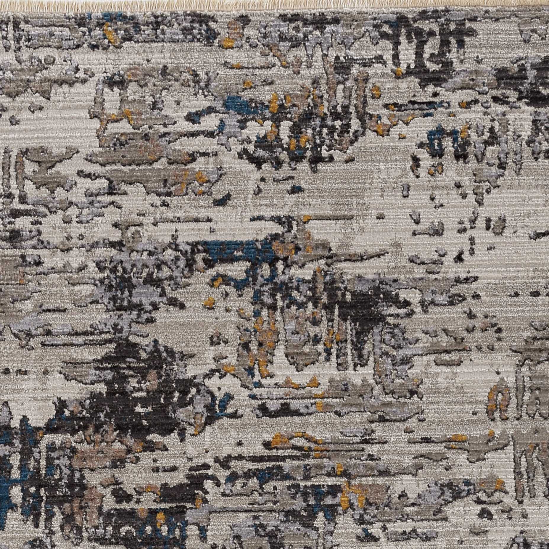 5 inches x 8 inches Grey Abstract Transitional Indoor Area Rug with texture and metallic highlights, perfect for modern living spaces.