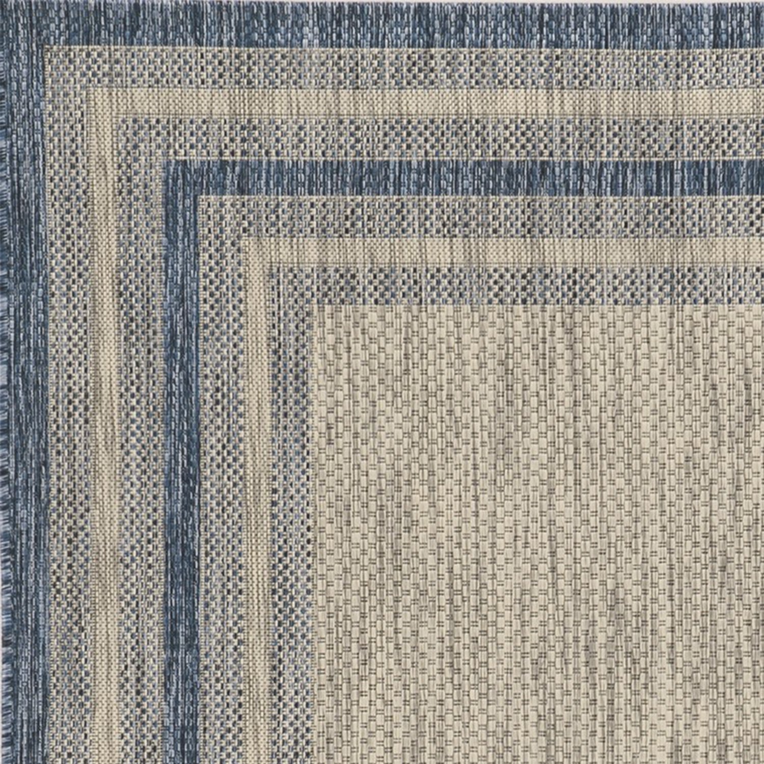 5x8 grey and denim bordered UV treated area rug, showcasing a stylish design suitable for modern home decor.