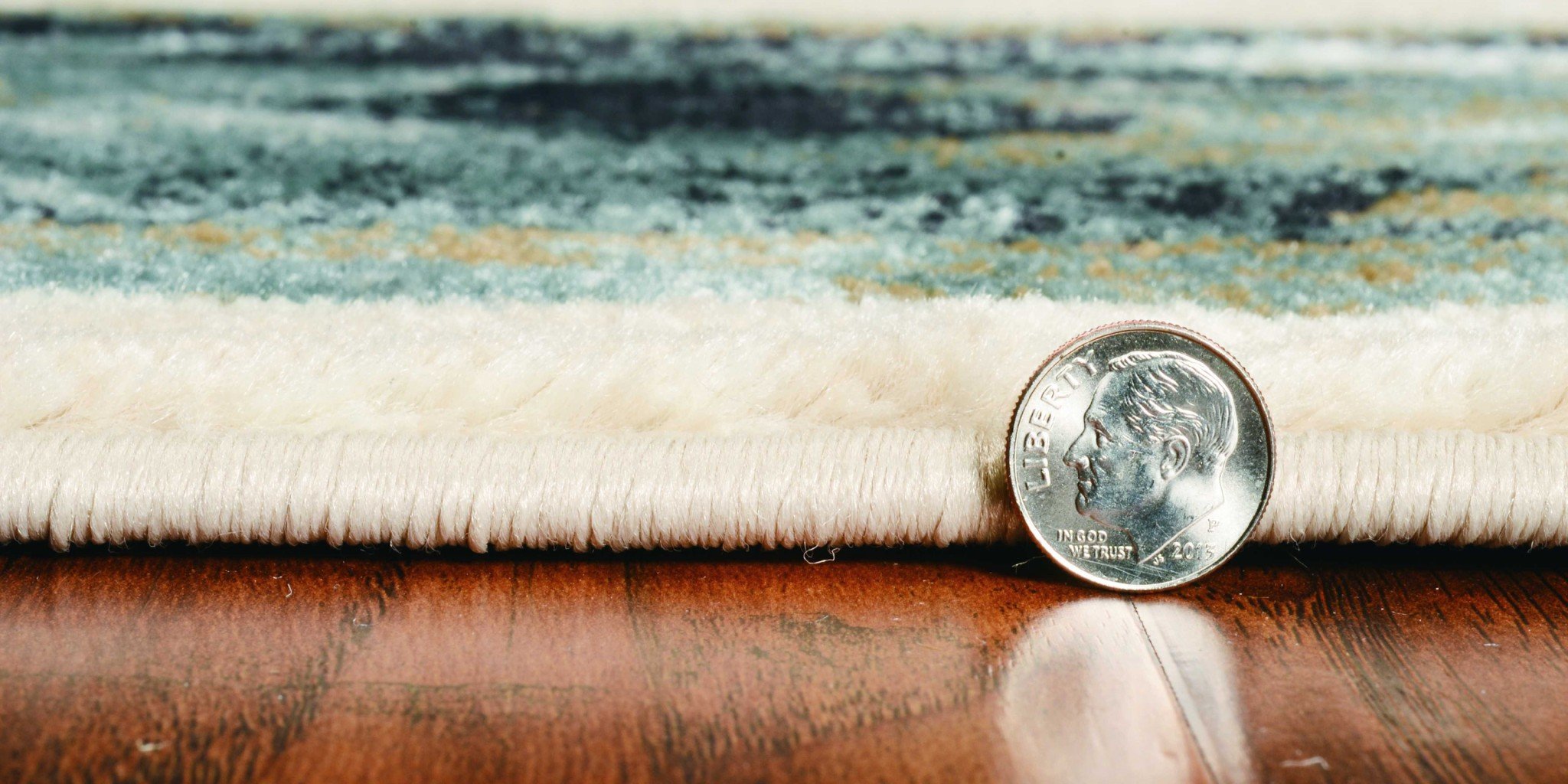 5 inches x 8 inches Ivory or Blue Lodge Area Rug showcasing contemporary lodge design with soft texture.