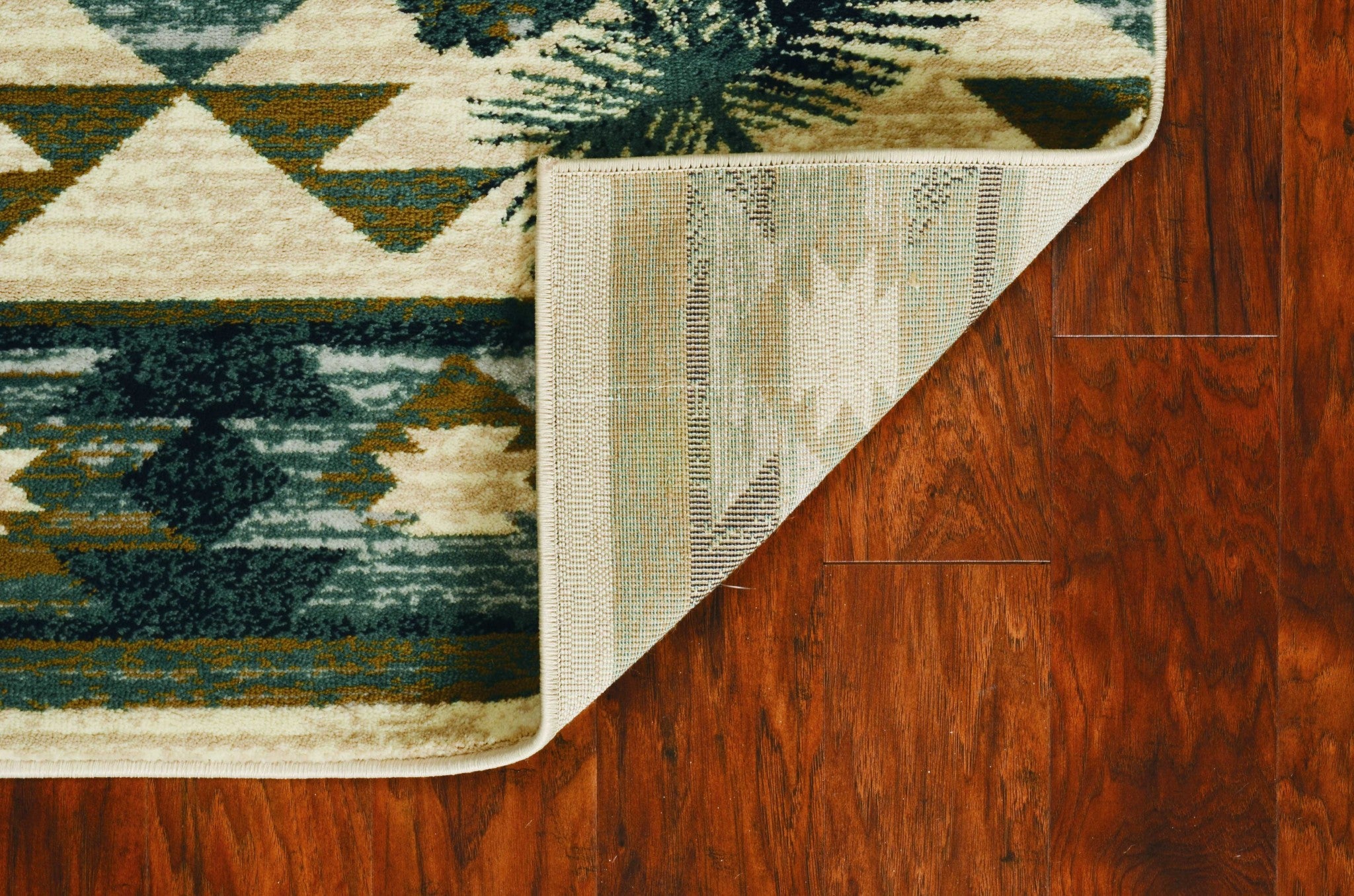 5 inches x 8 inches Ivory or Blue Lodge Area Rug showcasing contemporary lodge design with soft texture.