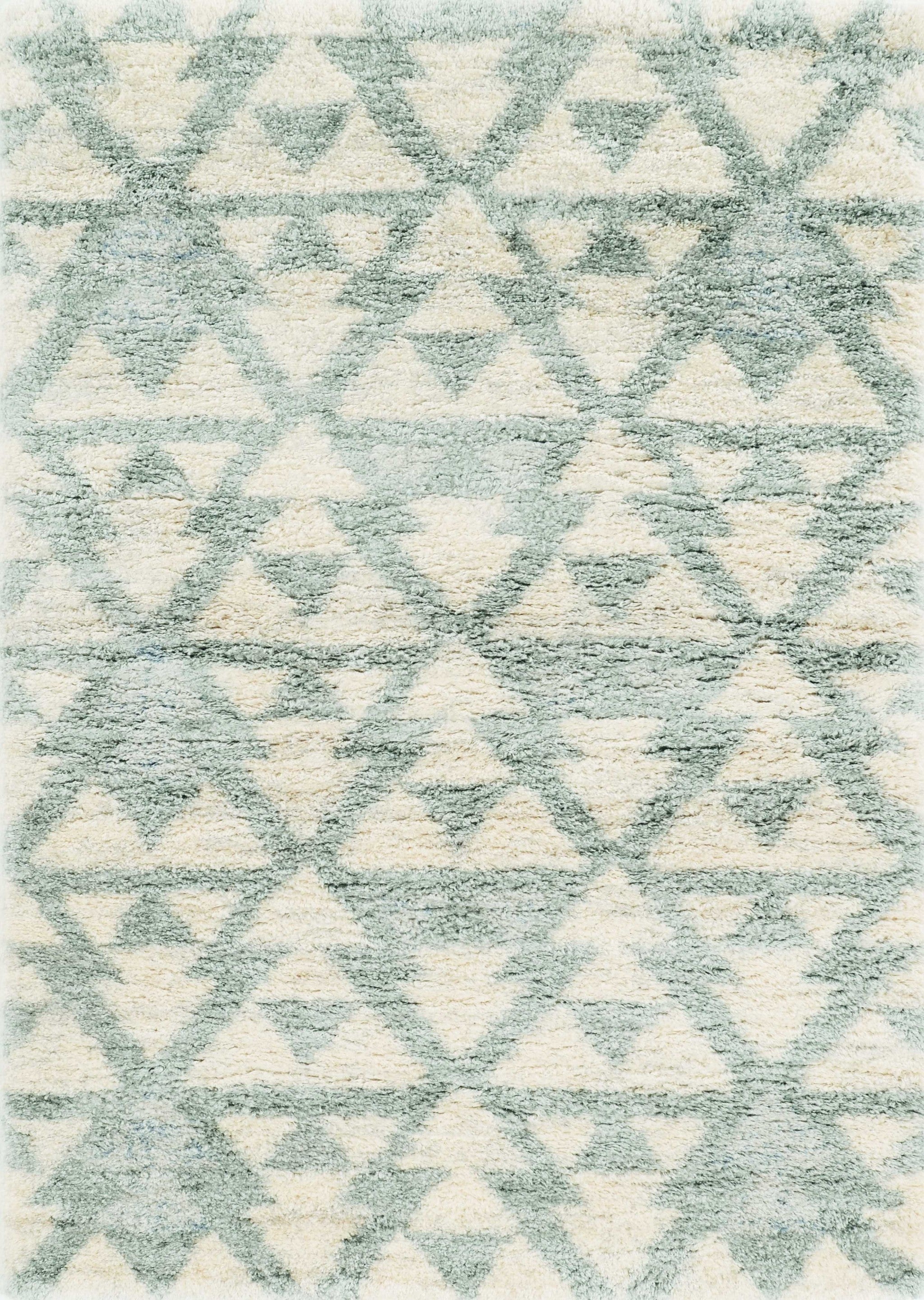 5x8 inches ivory and grey geometric triangle indoor area rug, showcasing a modern design with soft patterns.
