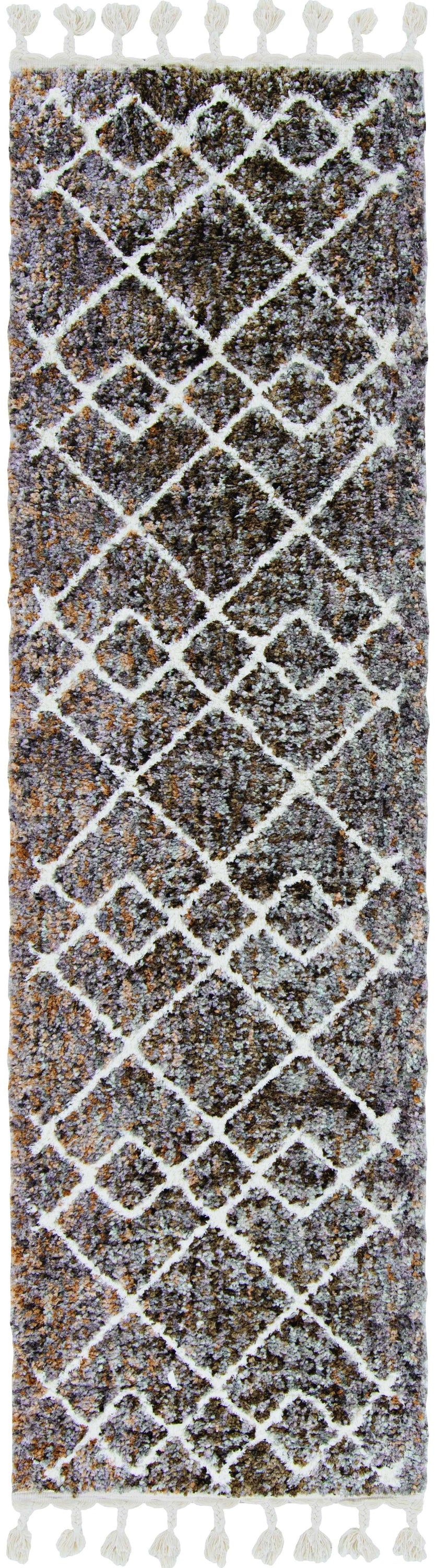 5x8 Mocha Geometric Abstract Diamonds Indoor Area Rug featuring intricate diamond patterns and soft texture, perfect for living room decor.