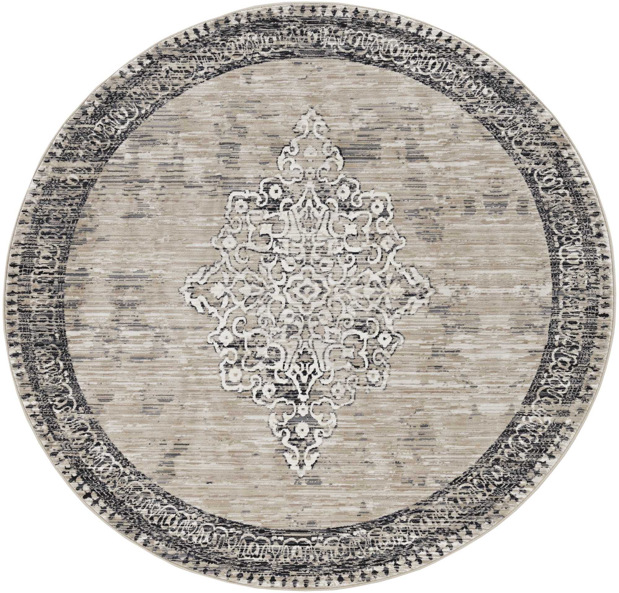 5x8 inches charcoal medallion bordered area rug with a distressed vintage design, perfect for enhancing living spaces.