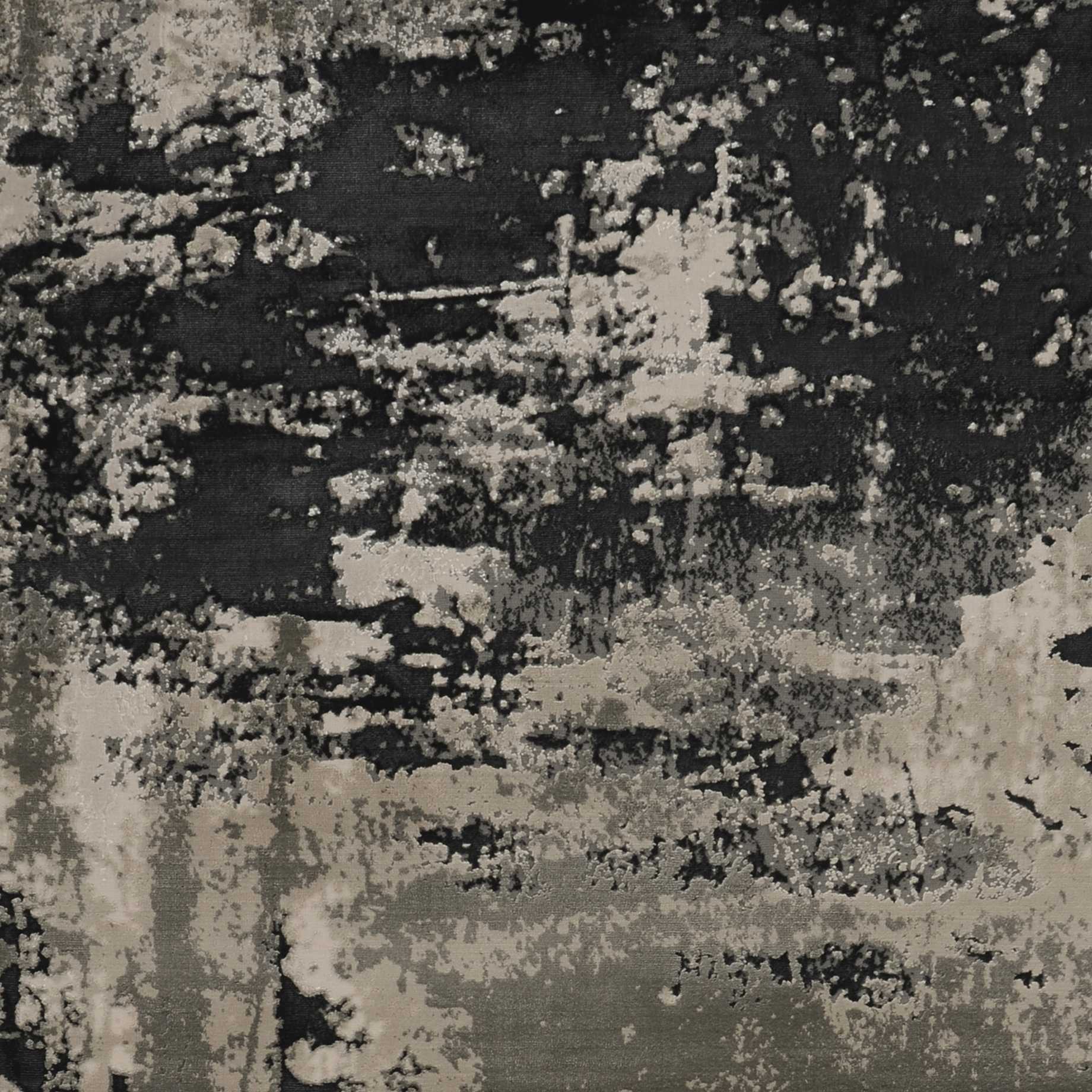 5x8 silver charcoal abstract design indoor area rug showcasing modern paint-dripping effects and layered designs.