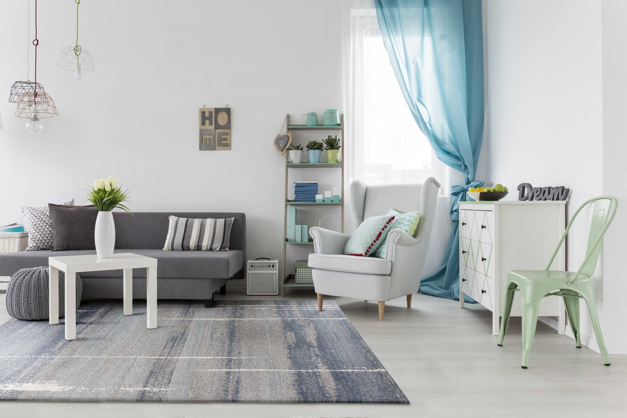 5x8 blue grey machine woven abstract indoor area rug with plush texture and contemporary design, perfect for enhancing home decor.