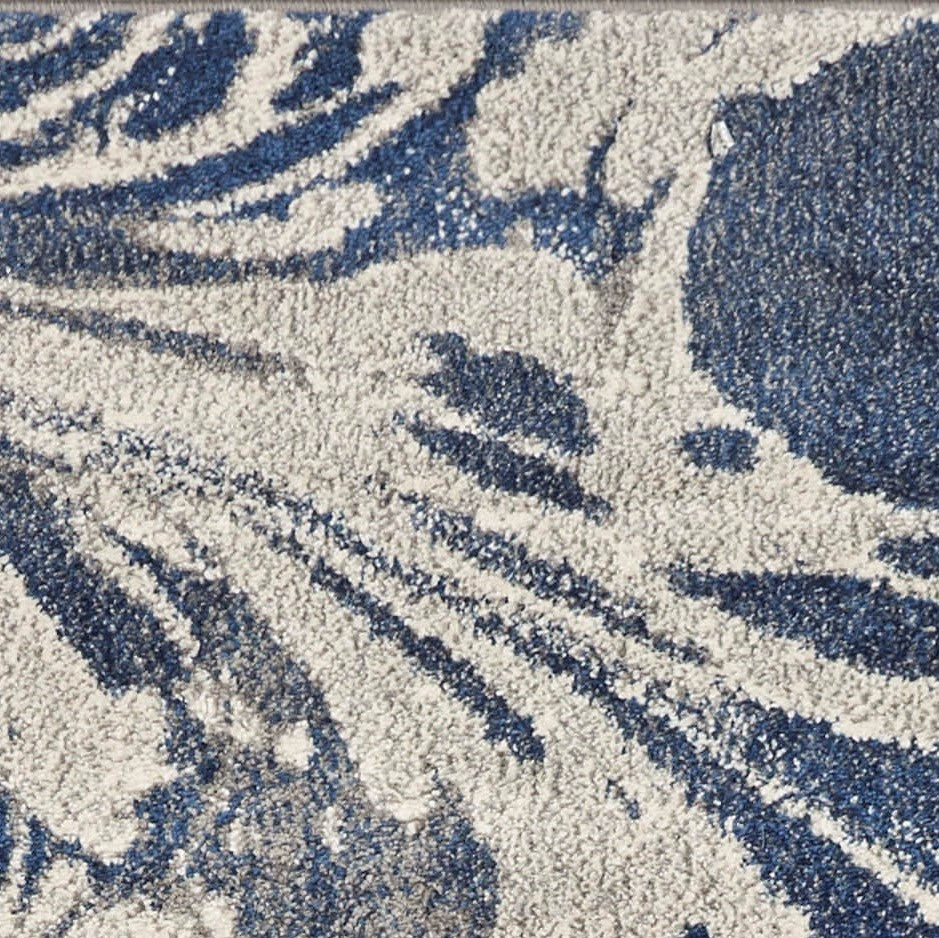 5x8 Grey Blue Machine Woven Marble Indoor Area Rug with abstract watercolor patterns, perfect for contemporary living spaces.