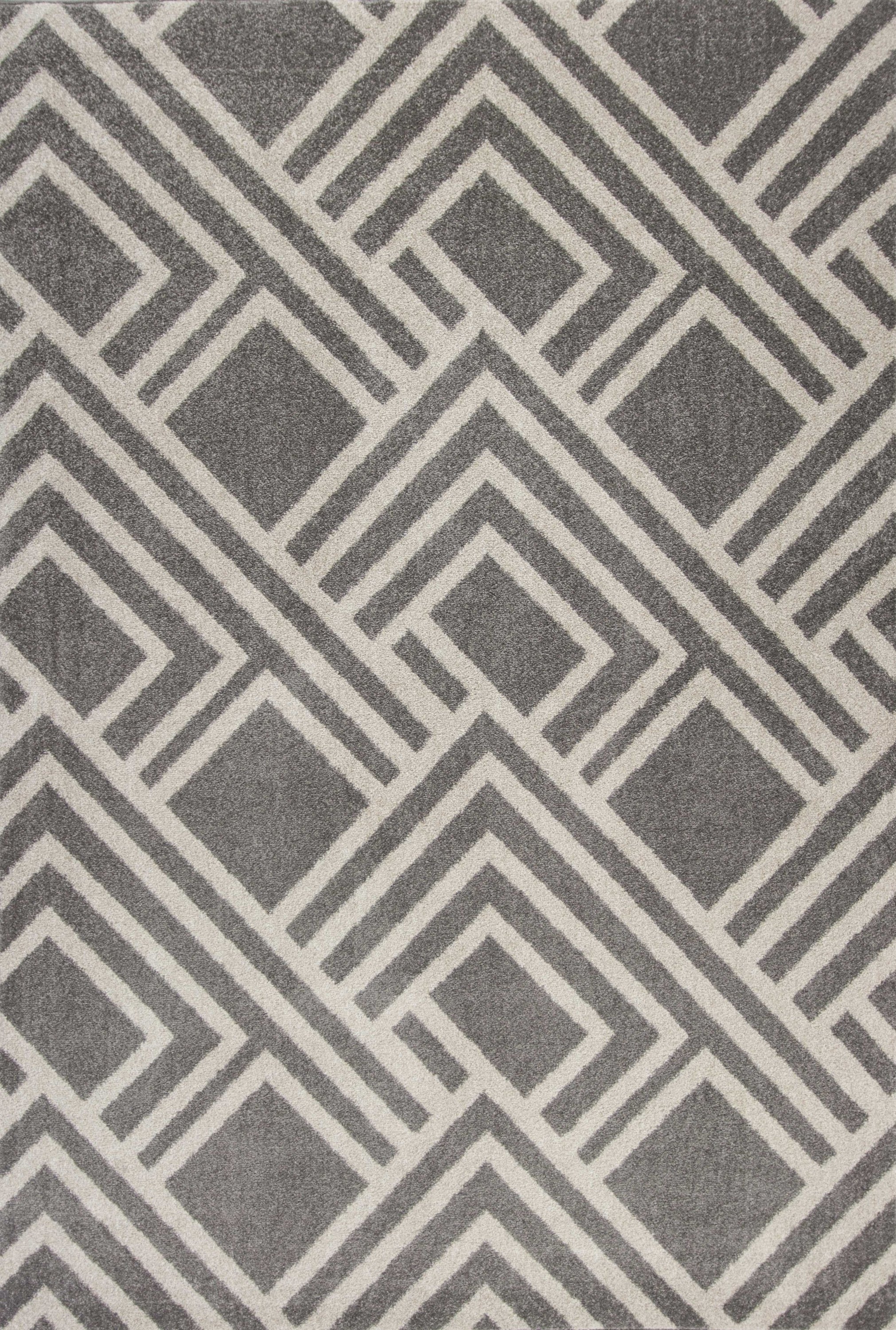 5x8 grey geometric indoor outdoor rug, machine woven, UV treated, showcasing elegant patterns and durable material.